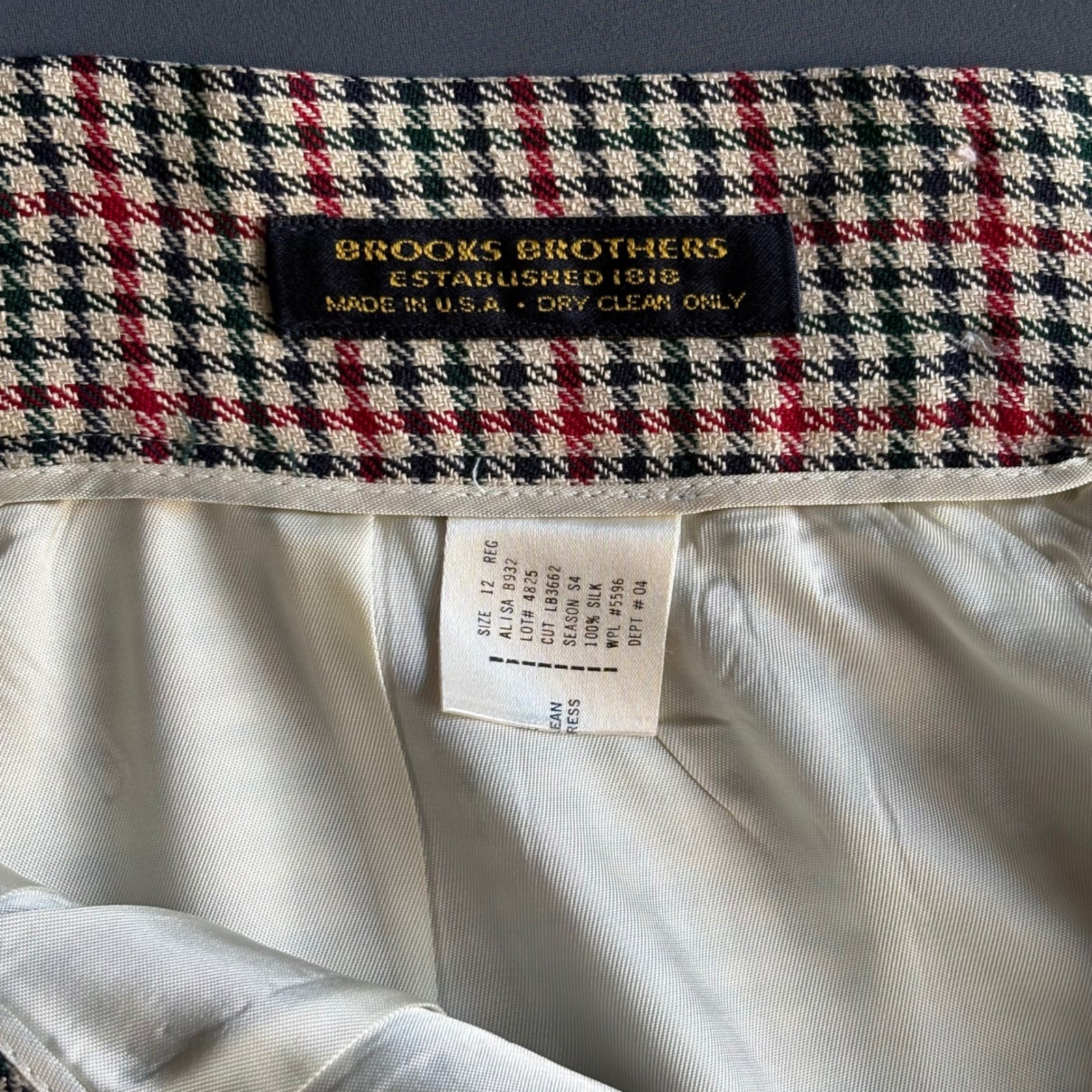 2 Pcs Brooks Brothers Skirt Suit – Houndstooth | Silk Wool | Blazer 10 Skirt 12