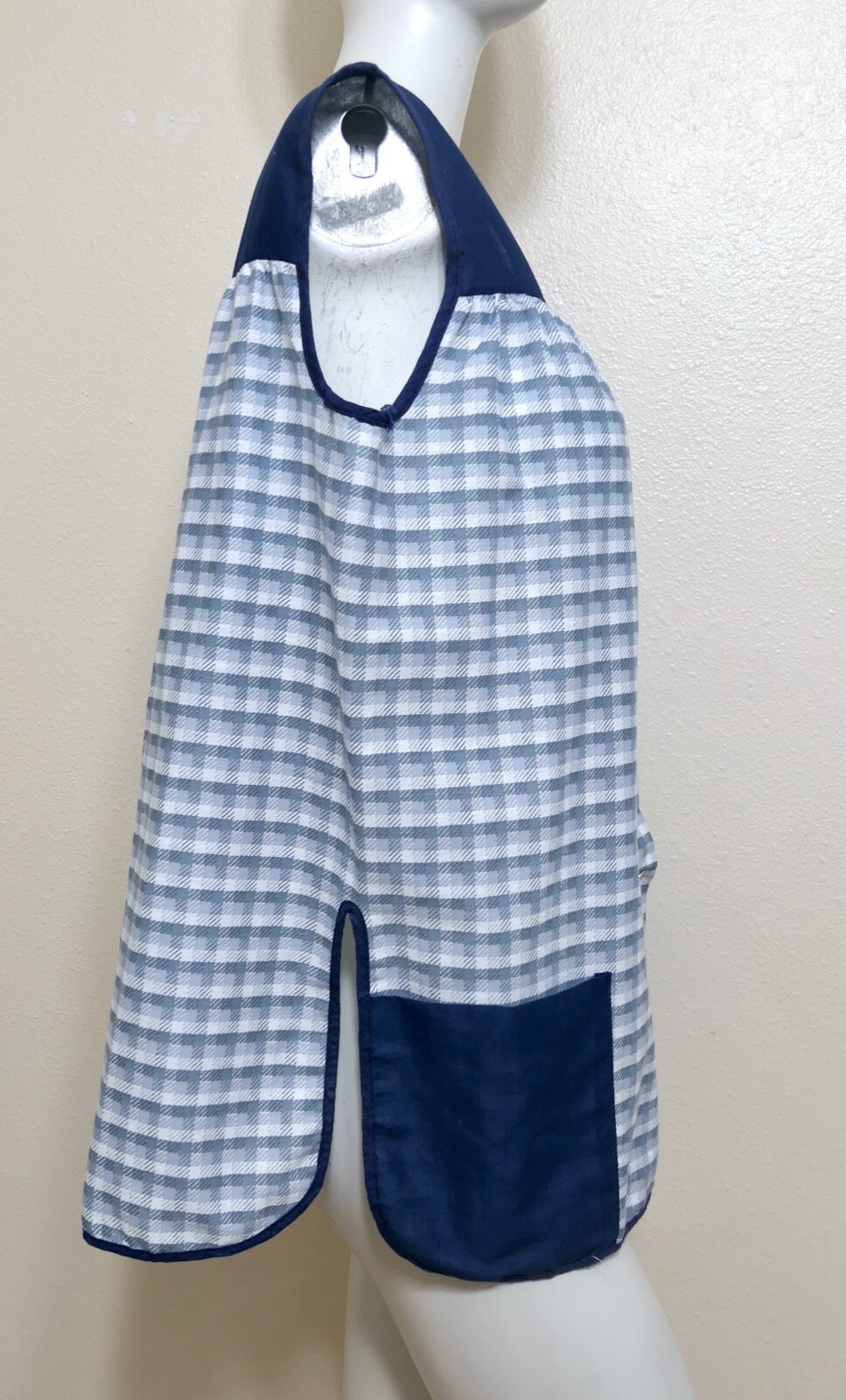 Vintage Artistic Creations USA Plaid Cotton Work Art Smock Top Layer Vest M