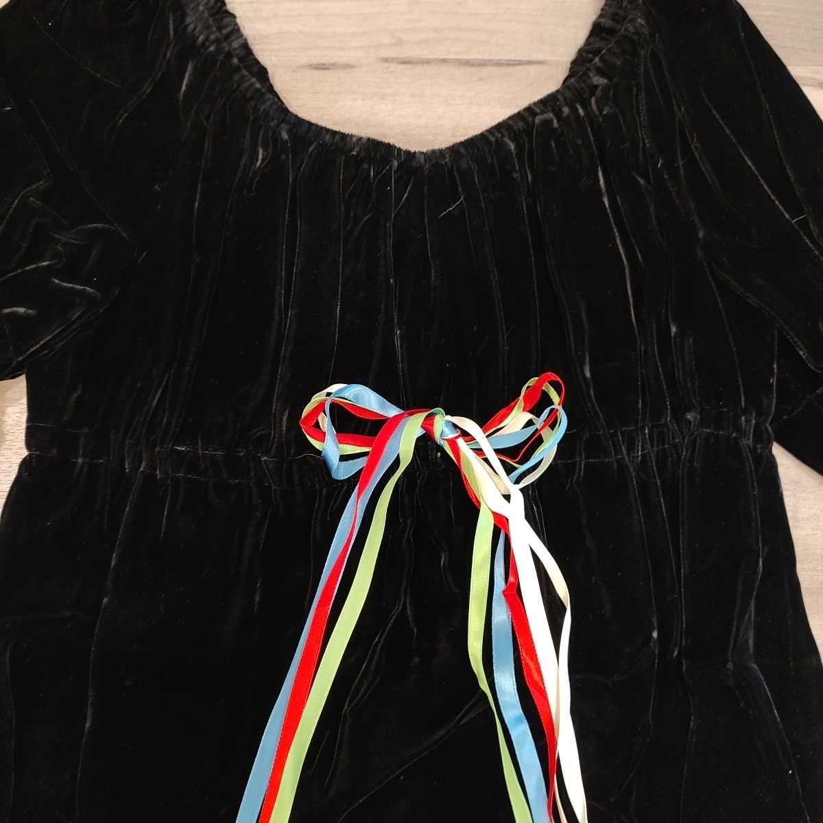 Vintage Young Innocent by Arpeja Velvet Dress Sz9 Black Empire Waist Puff Sleeve