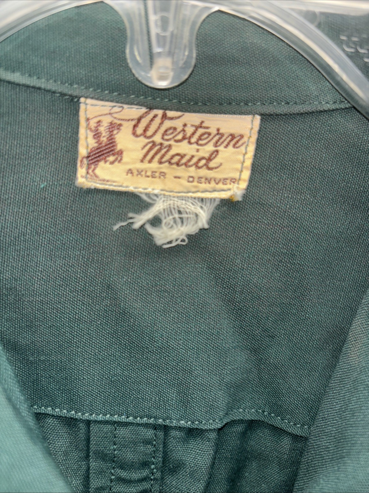 Vintage Ranch Maid Western Wear Denver Green Western Shirt Small Size No Tag