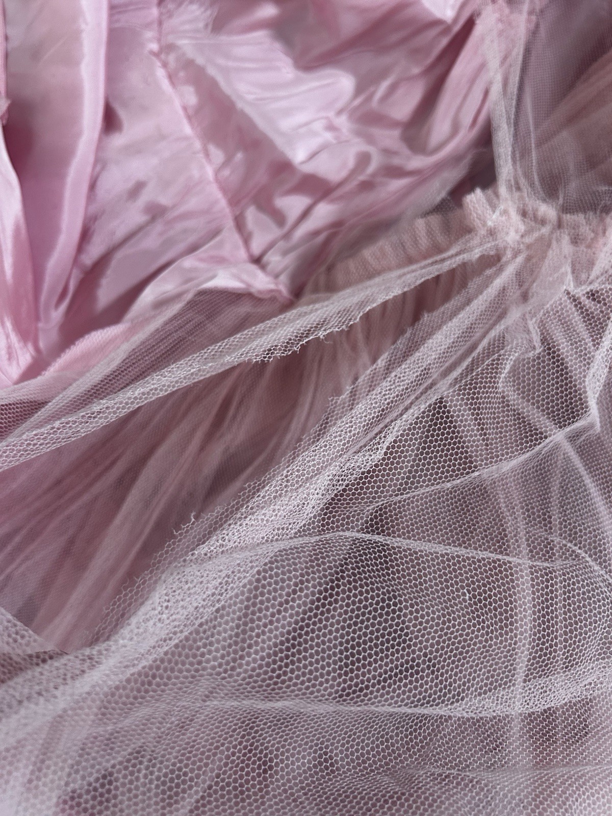 Vintage 1950s Will Steinman Rose Pink Cupcake Satin Silky Prom Gown Dress
