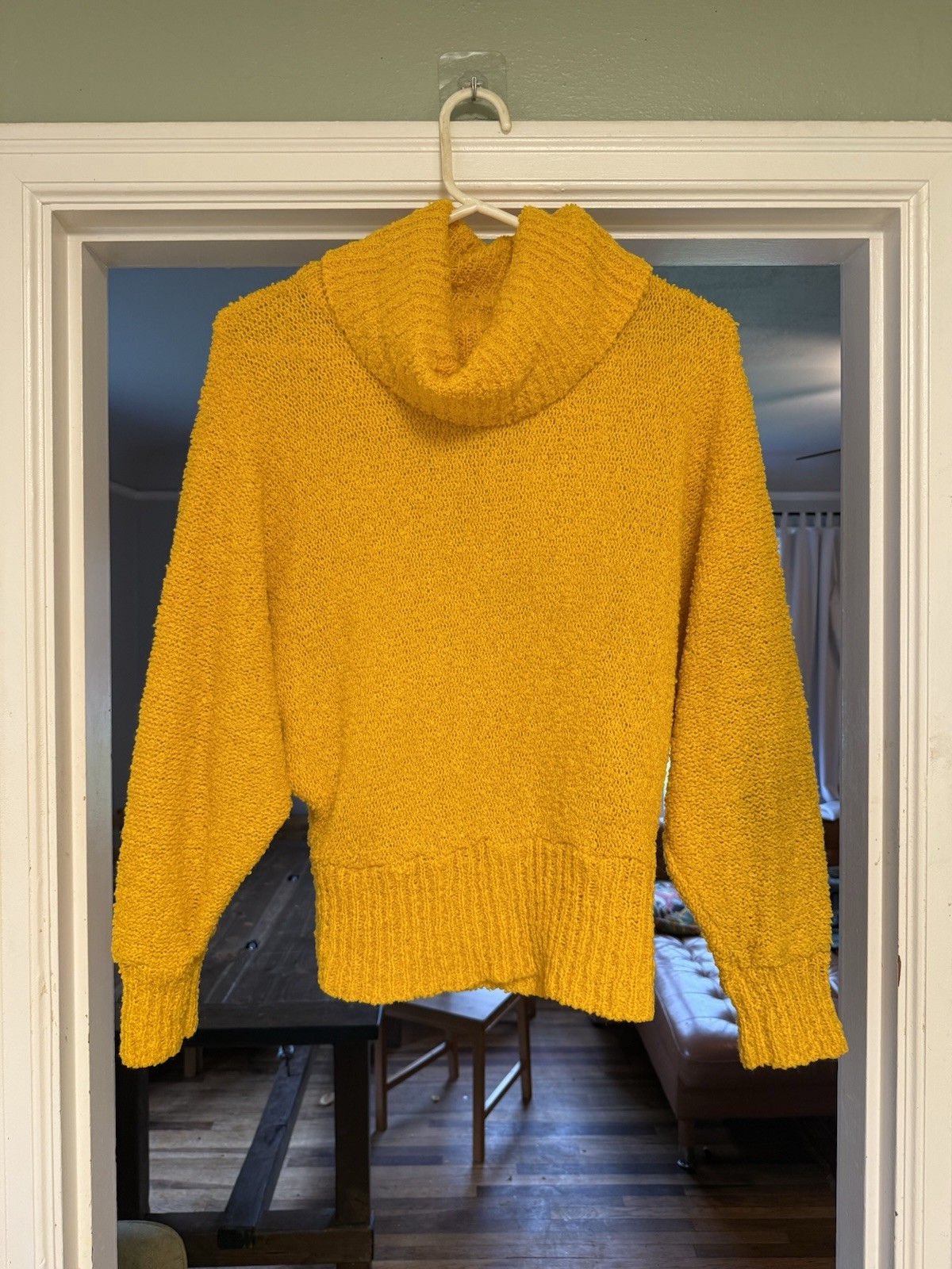 Vintage 70s Cowl Neck Sweater Golden Yellow Bat Wings