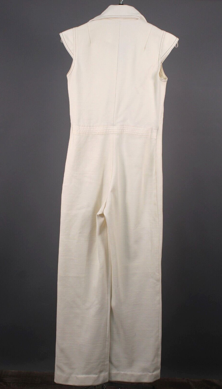 Vtg Women’s 70s White Sleeveless Zip Up Jumpsuit 1970s S/M Mr. Beau By RL Davis