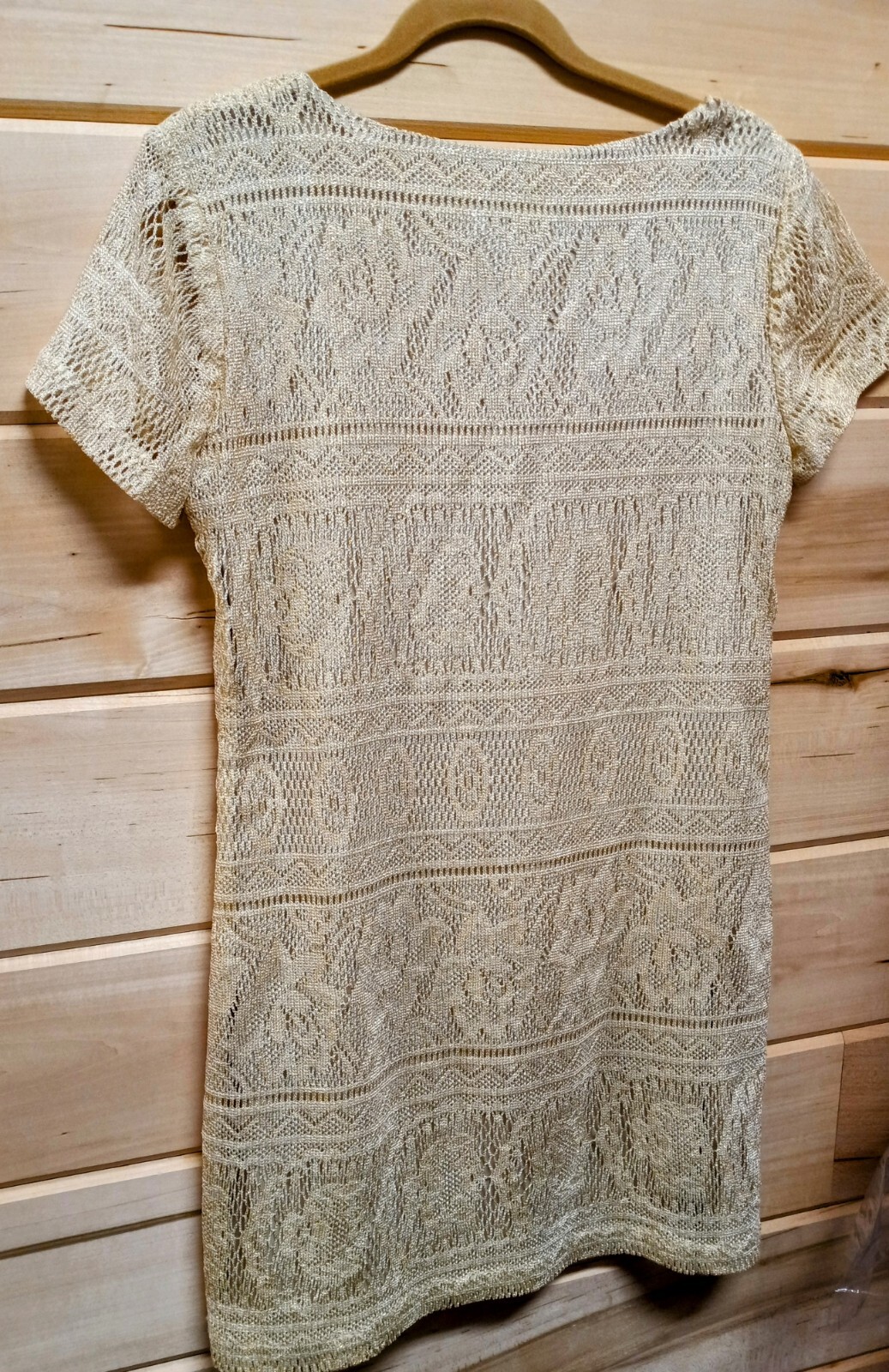 Vtg. Giorgio Saint Angelo Cream & Gold Sheath Dress Size 7/8. #A