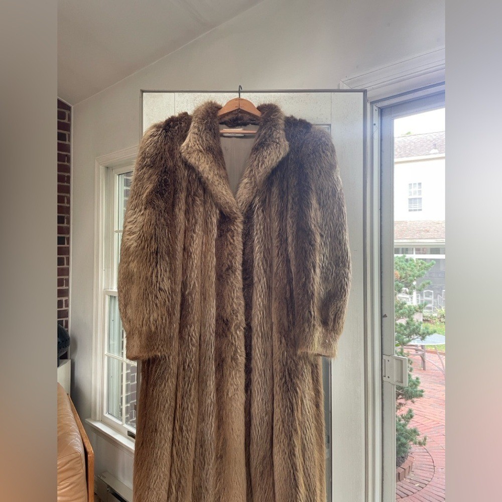 Davellin New York Vintage 1980s Raccoon Fur Brown Tan Jacket Medium Large
