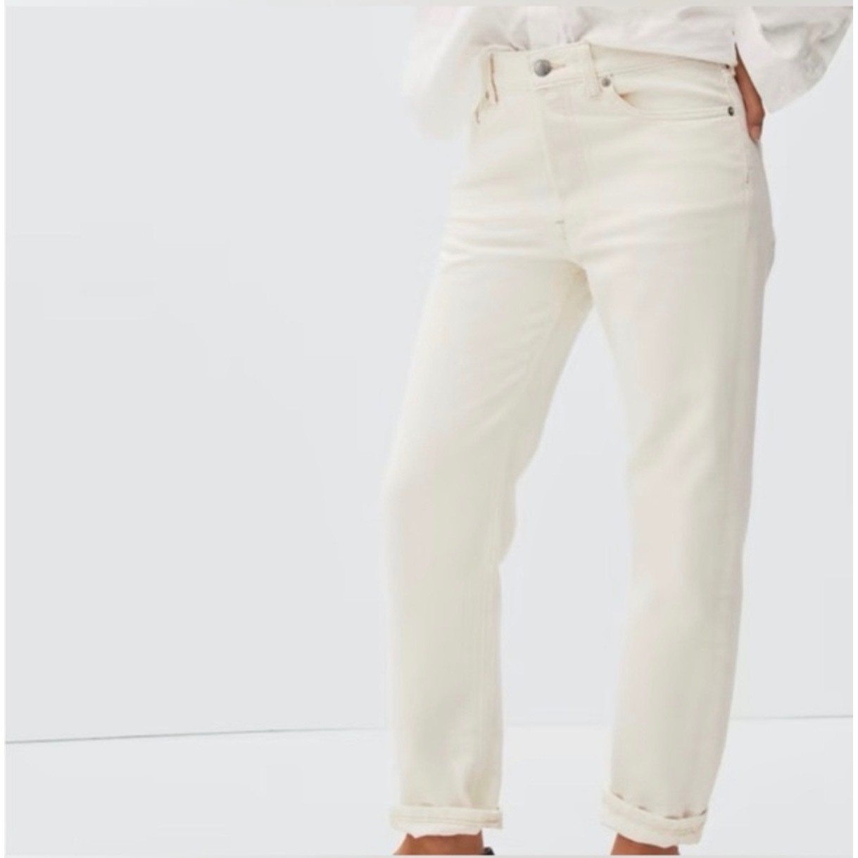 Everlane The Rigid Slouch Jean Ecru Cream High Rise Straight Leg 30