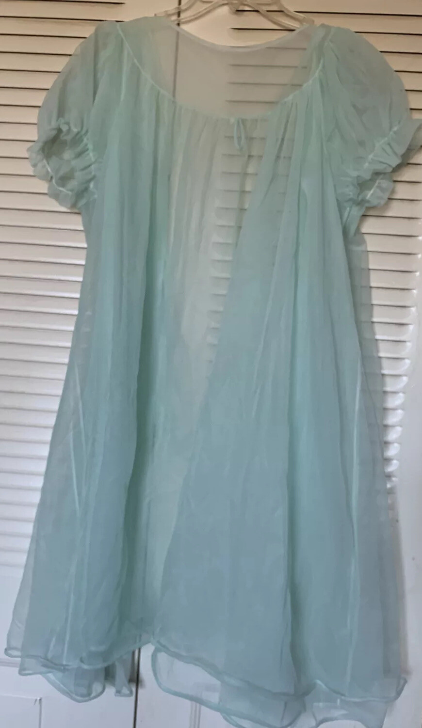 Vtg Radcliffe 2 Piece Nightgown Peignoir Set Large Wedding Green Nylon/Lace