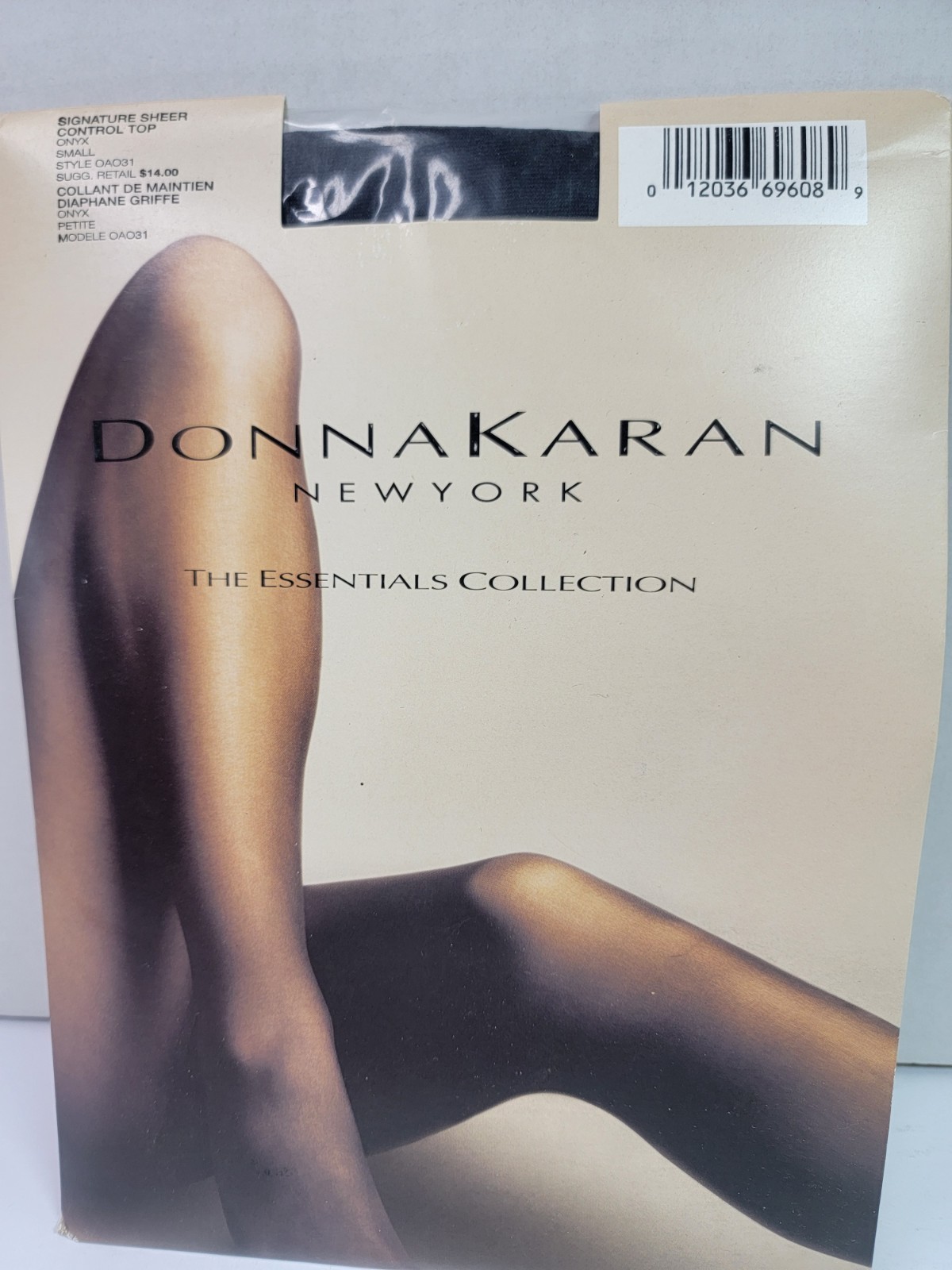 Y2K 2000s Donna Karan Signature Sheer Control Top Pantyhose Onyx Small NOS