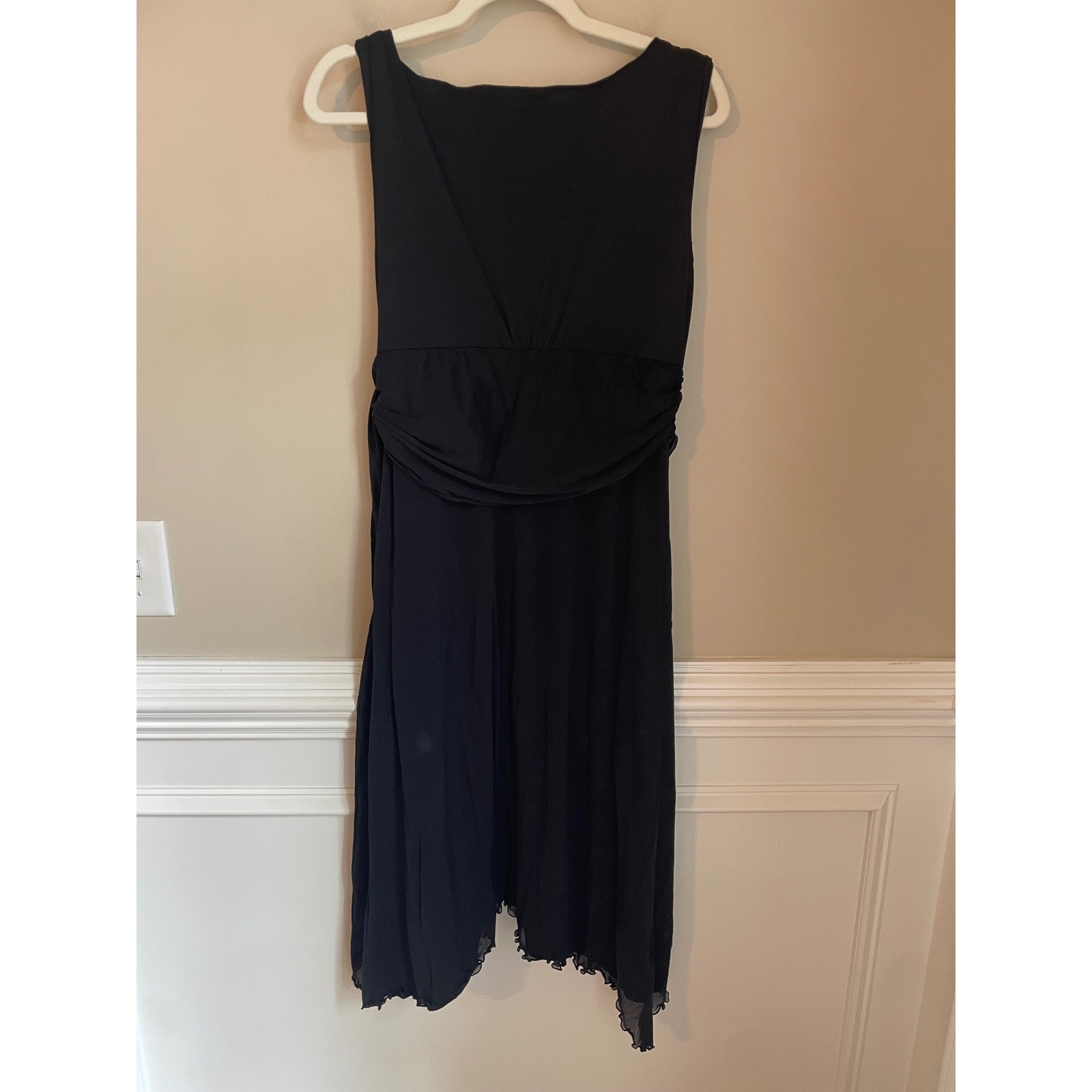 Vtg Max Studio Layered Mesh Sharkbite Lettuce Hem Dress Whimsigoth Size M