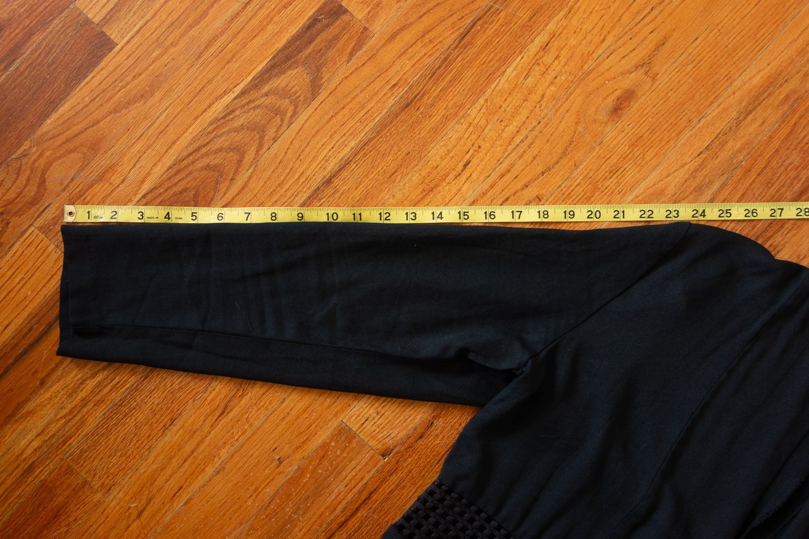 Vtg Positive Influence Long Open Cardigan Lattice Trim at Waist Womens XL Black