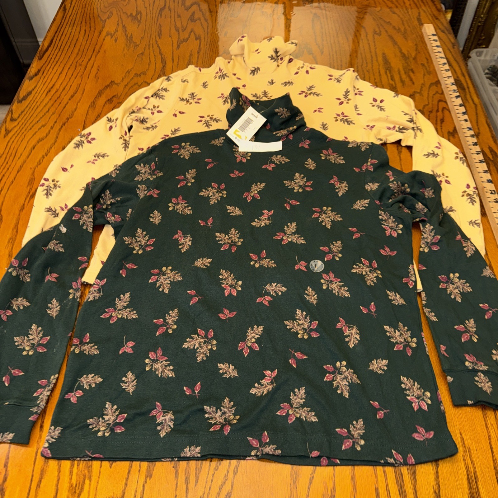 VTG 90s Classic Elements Sears Fall Leaf Turtleneck Lot 2 Size L Cotton Autumn