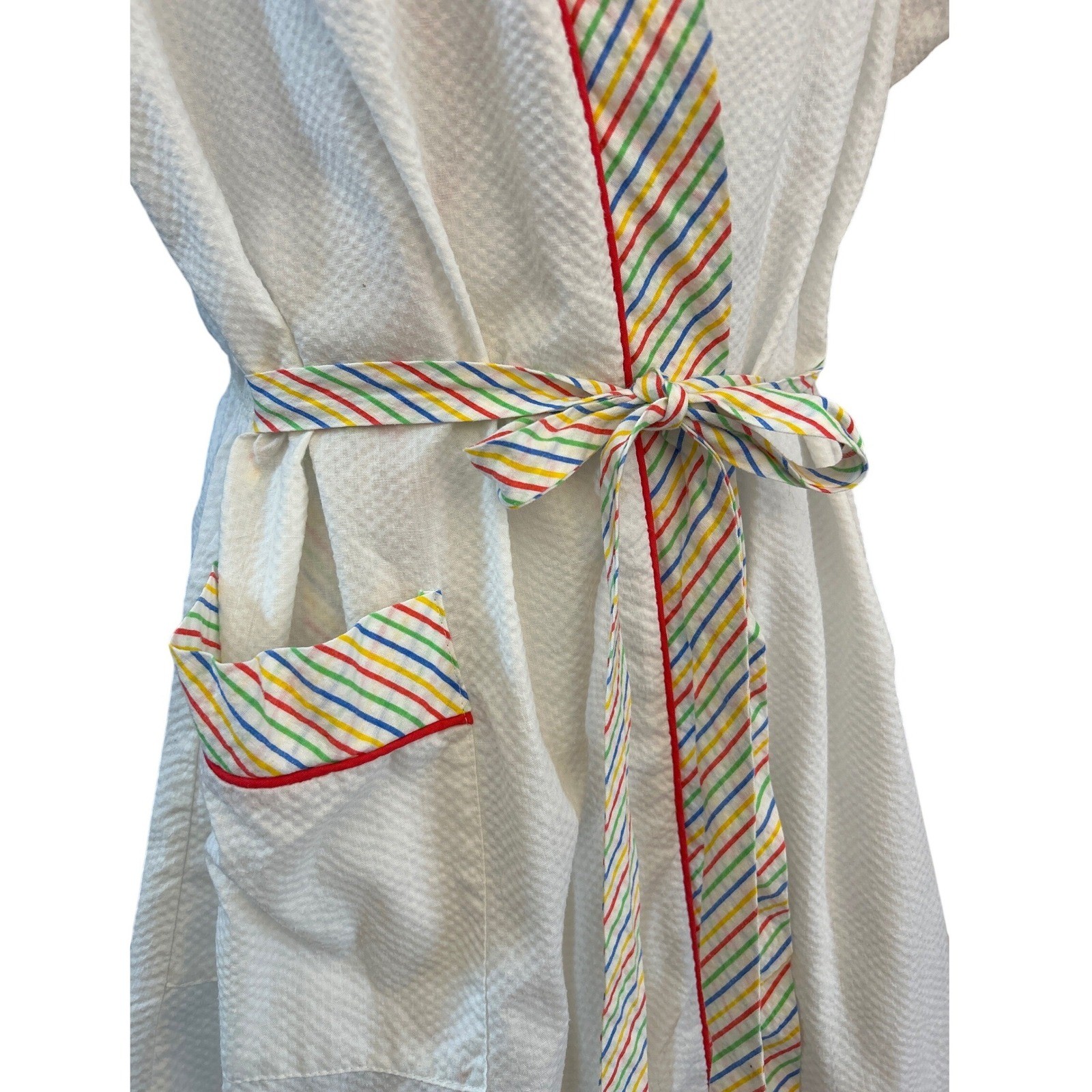 70s Jodie Arden Rainbow Seersucker Robe Rainbowcore Retro Loungewear Kitsch
