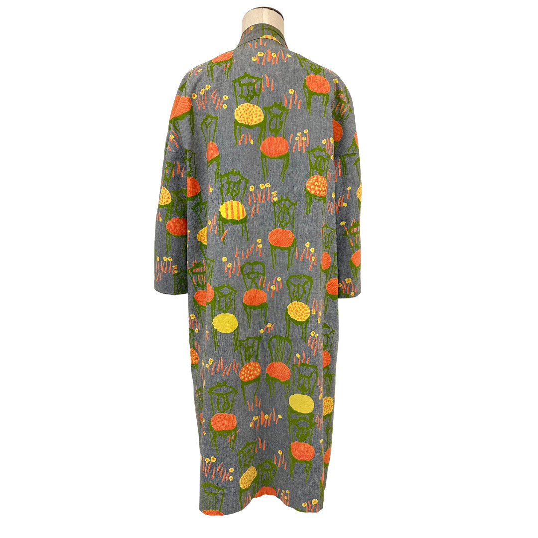 Vintage 1960s MacKenna Clothes Novelty Chair Print Quarter Sleeve Coat