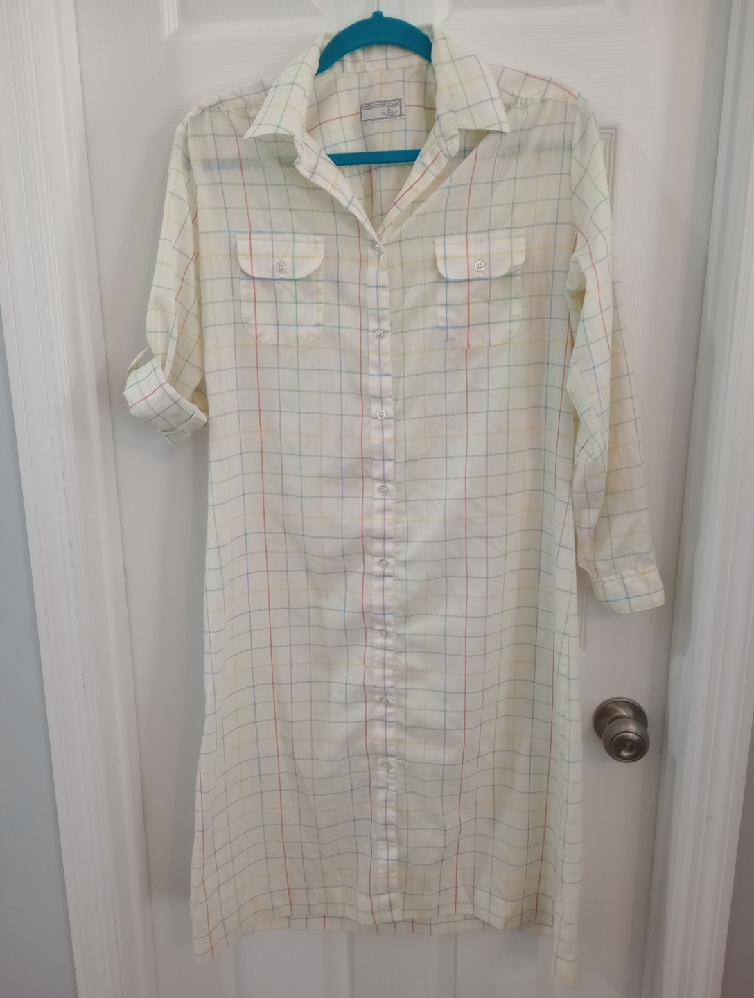 Vintage 80s Shirtmaker By Dunloggin Window pain Colorfully Patterned Dress, Size