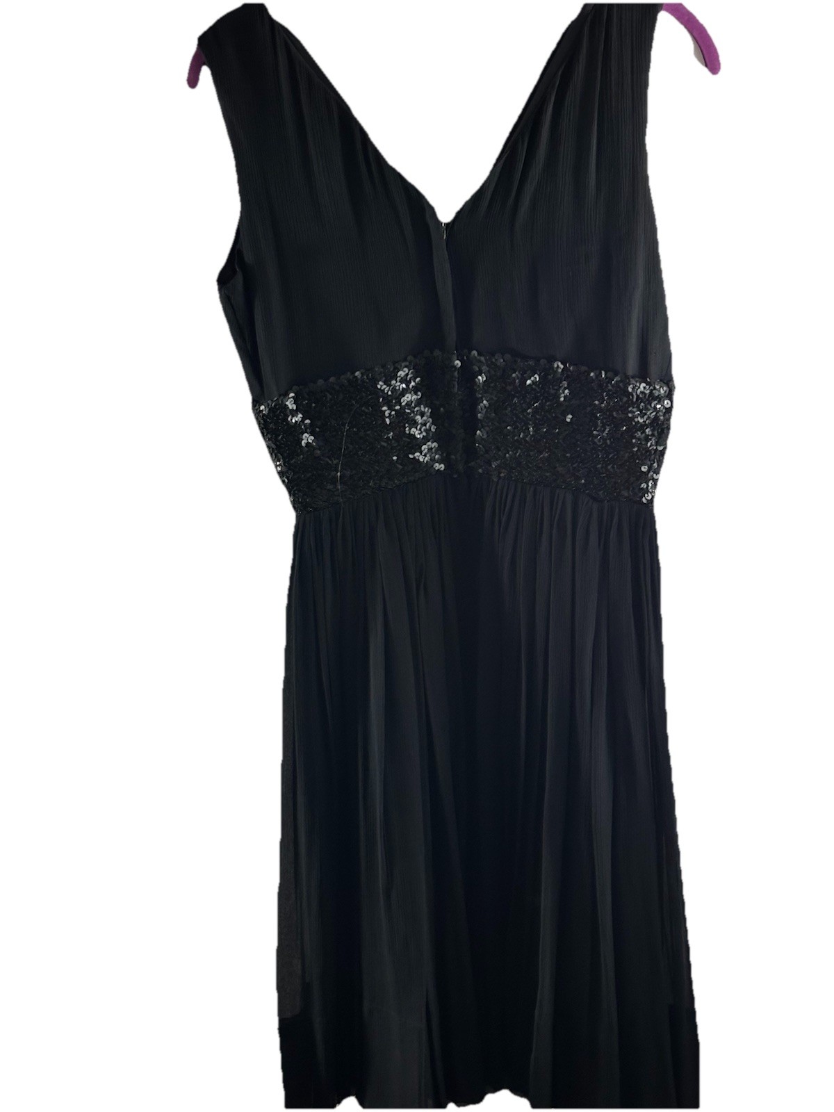 Party Dress Black Sa’Bett of California Chiffon Sequin Cocktail Lined VTG READ