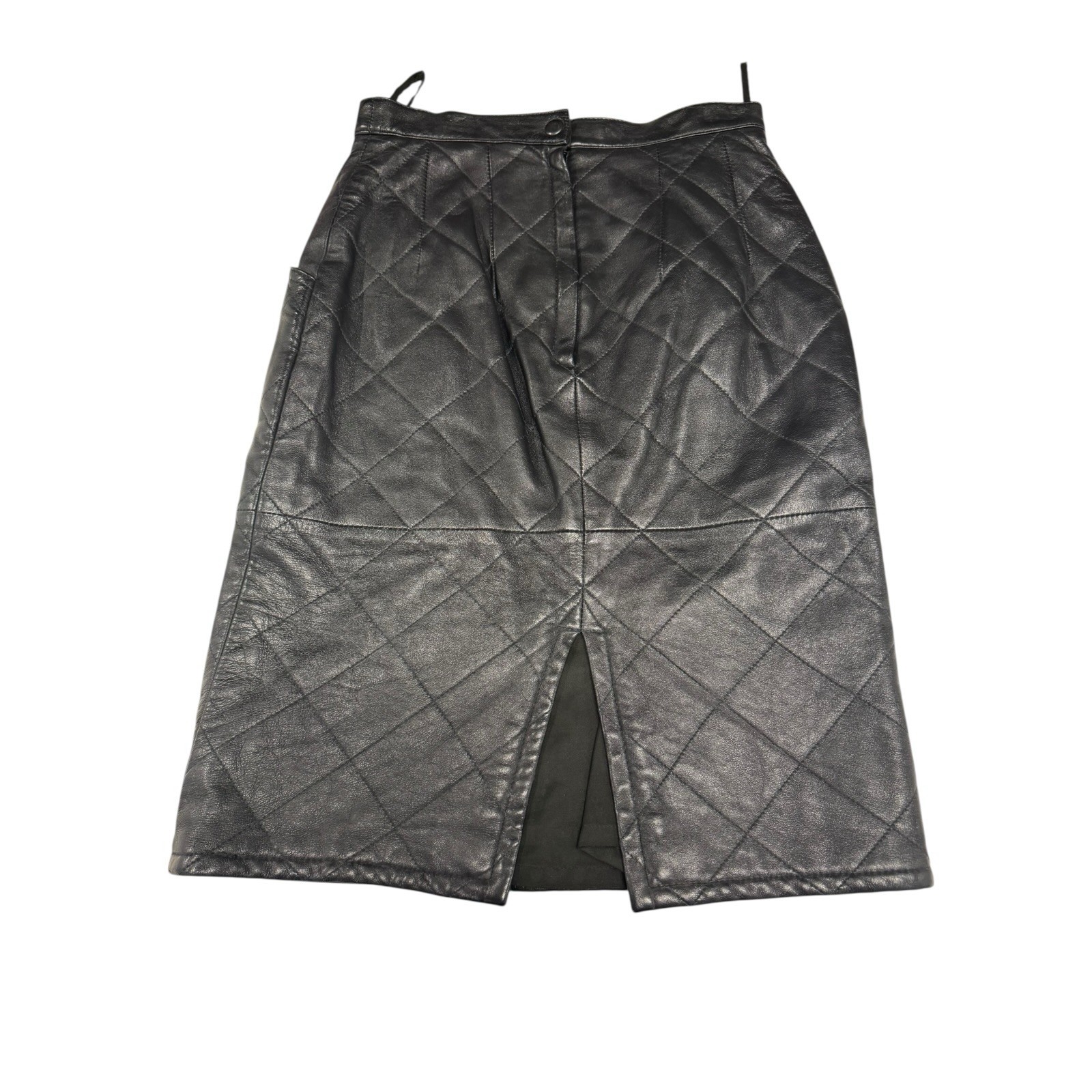 Vintage Y2K eBoutique 36 Black Quilt Leather A Skirt Whimsigoth Witchcore Gothic