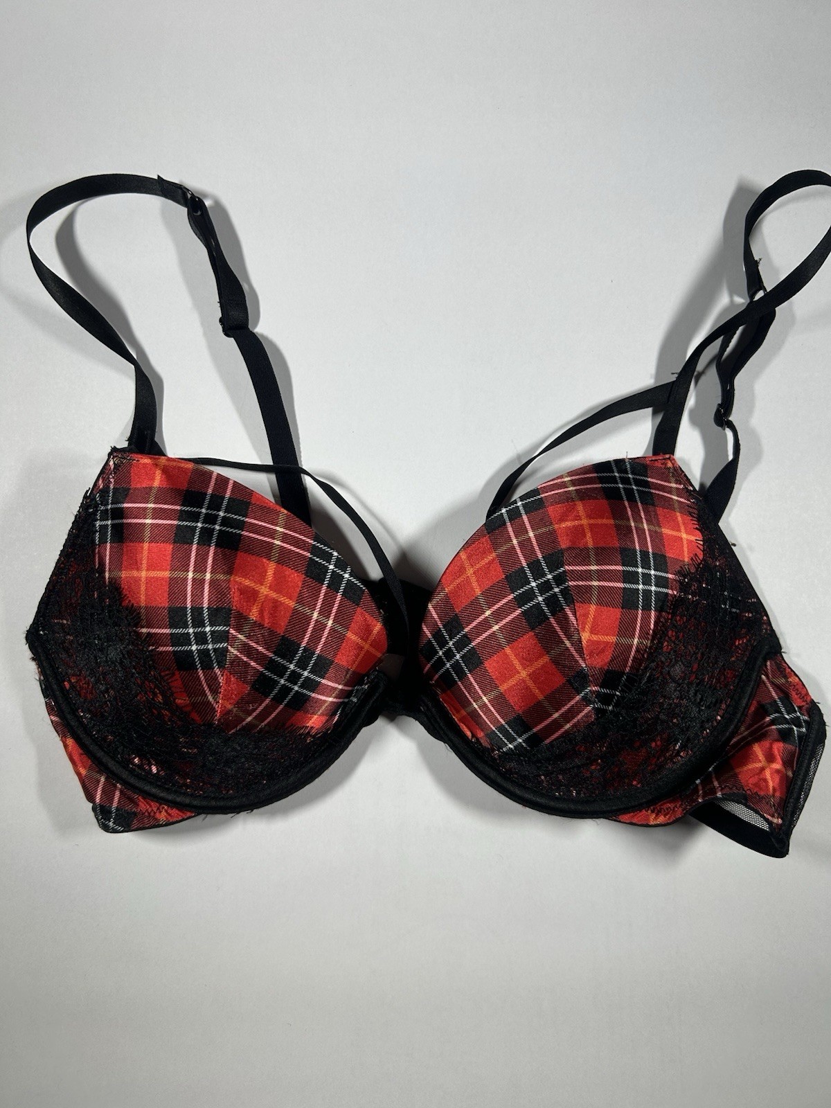Victoria’s Secret Plaid Very Sexy Push Up Bombshell Bra (Size 34B) Uk Club Girl
