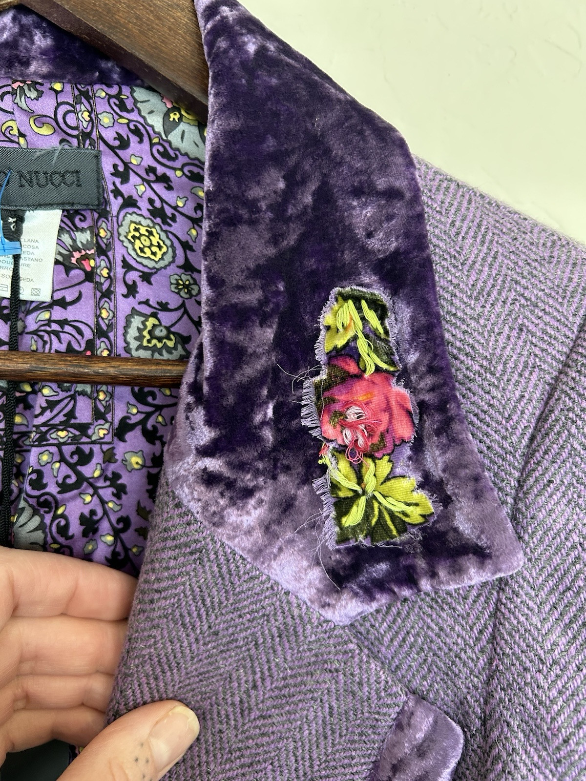 Vintage Y2K Renato Nucci Wool Silk Purple Fairy Velvet Floral Skirt Set 40 NWT M