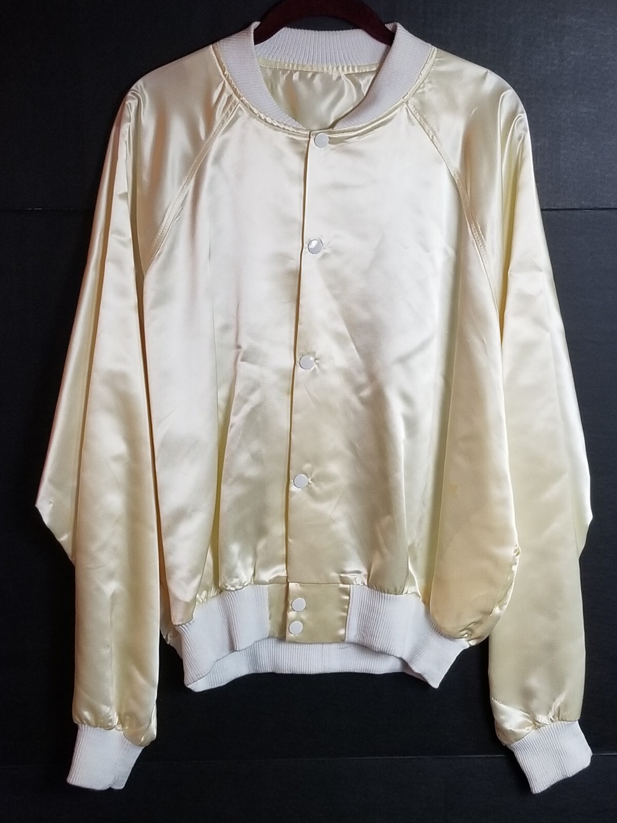 Vintage 80s Diamond Dust Cream Santa Anita Satin Jacket Size XL