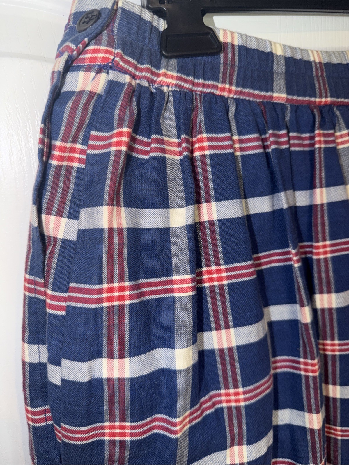 Vintage Women Plaid Skirt Sz 8 10 Red White Blue PleatsPockets Midi Prairie USA