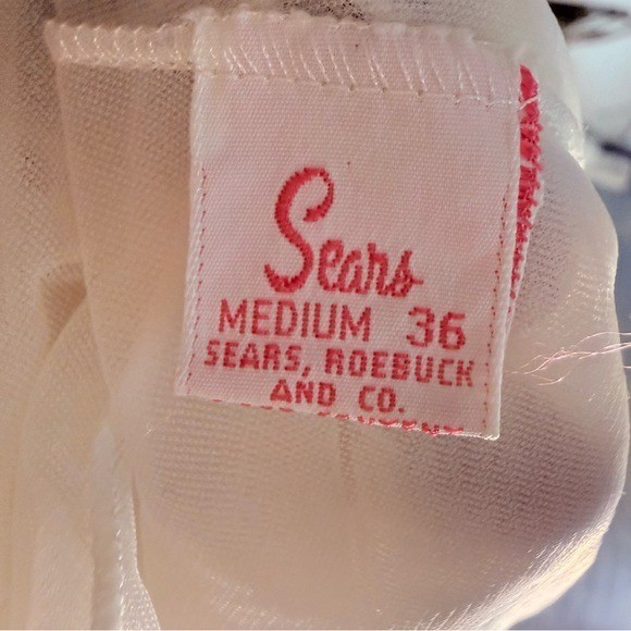 Vintage Sears sheer chiffon lace light yellow / cream crop sleeve robe sleepwear