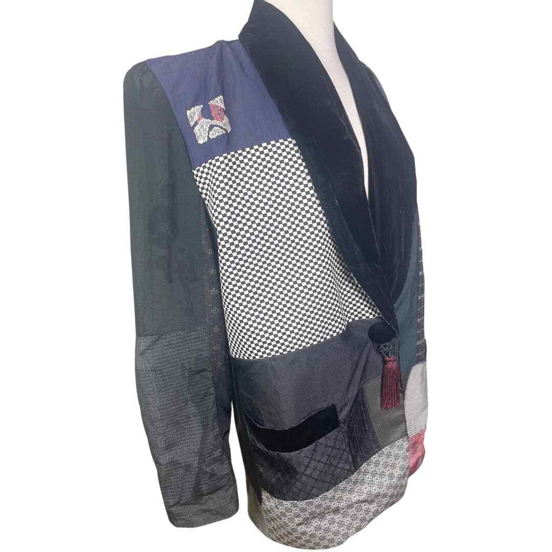 Claudia Grau Vintage Patchwork Art Wear Bespoke Blazer Jacket 1980s Style OOAK