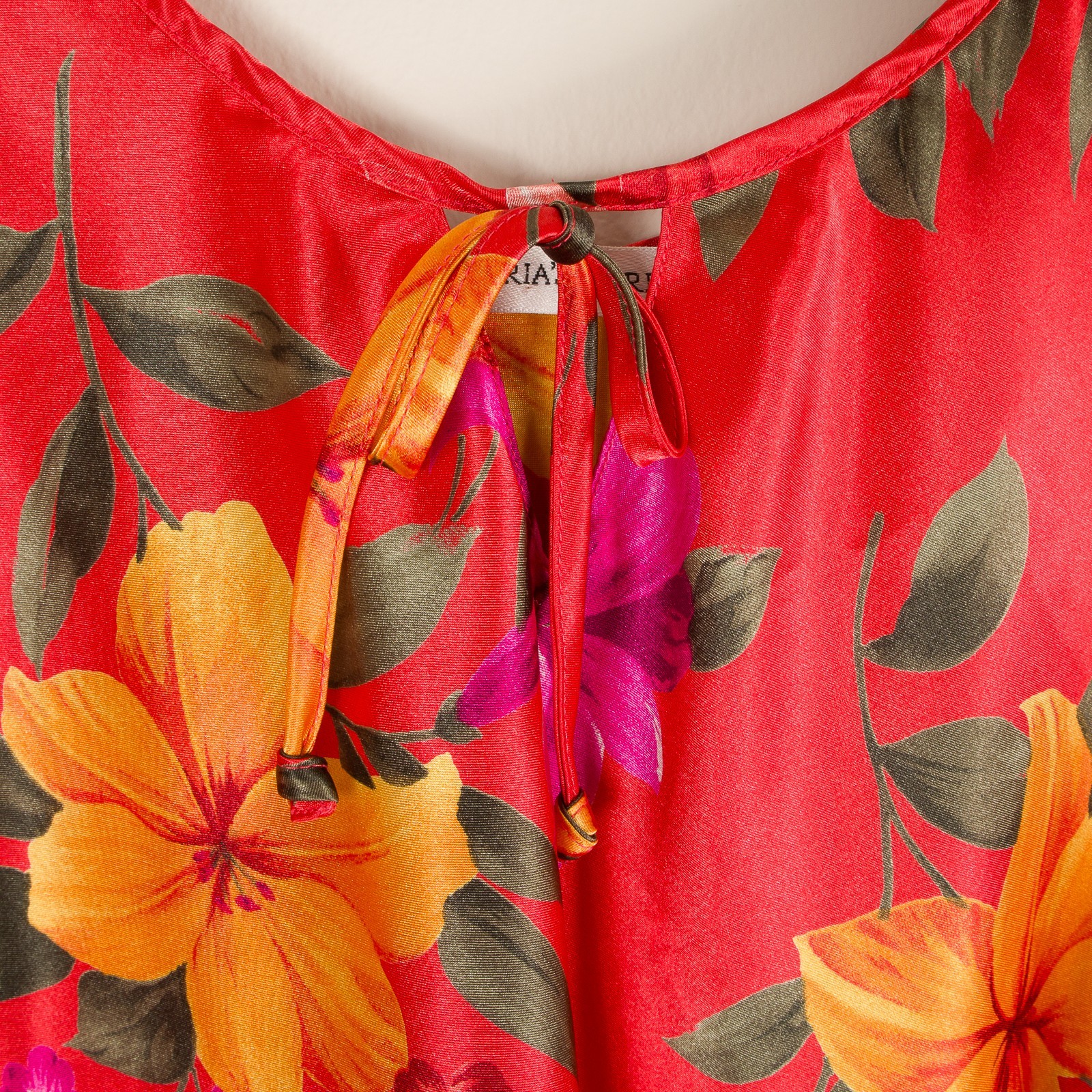 💖 VICTORIA’S SECRET 2 PC Satin Sleepwear PJs Floral Orange Cami Shorts Tank S