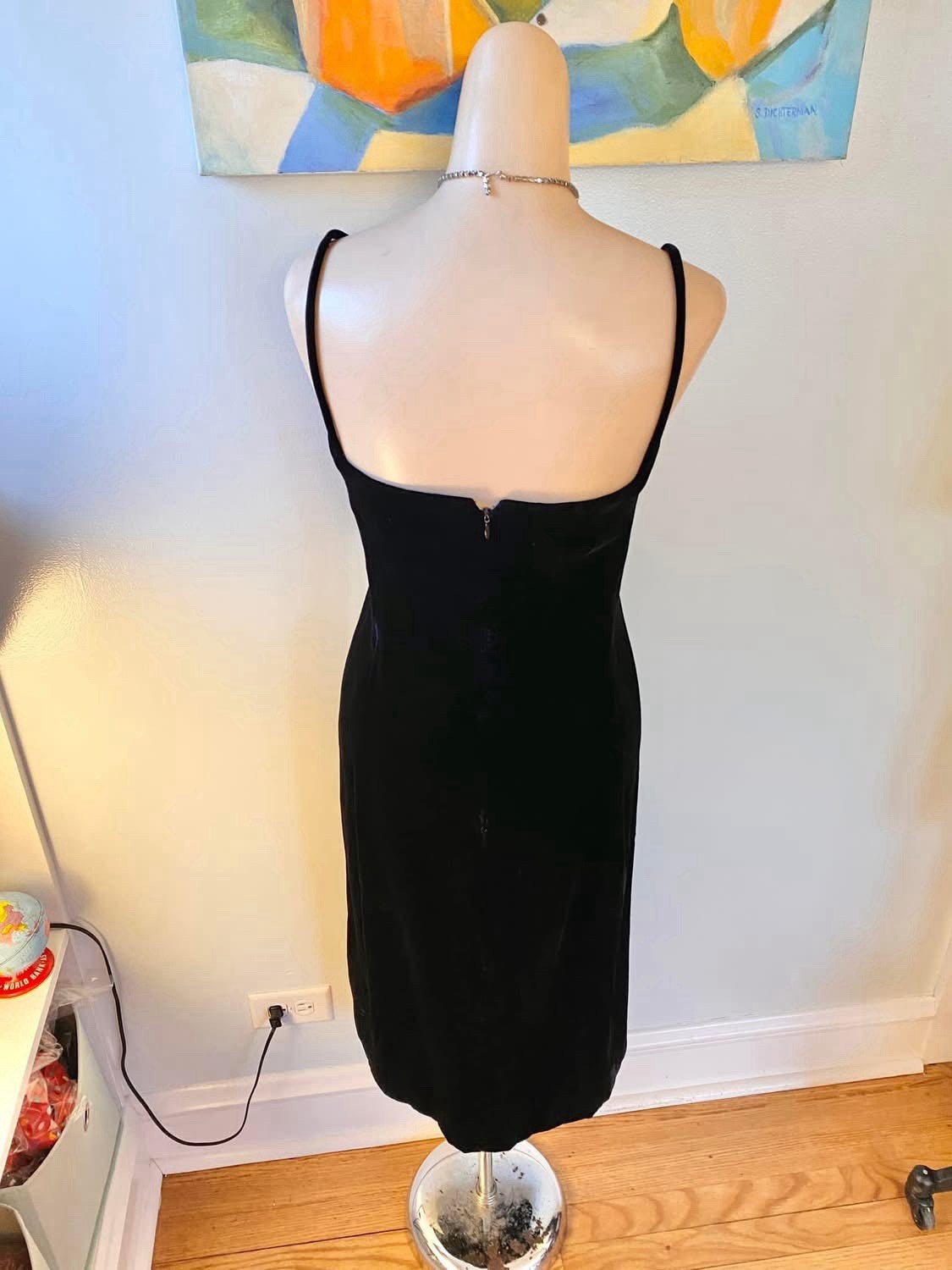 Vintage 1980s 1990s Rizkallah Velvet Evening Gown Column Dress Size XS Small