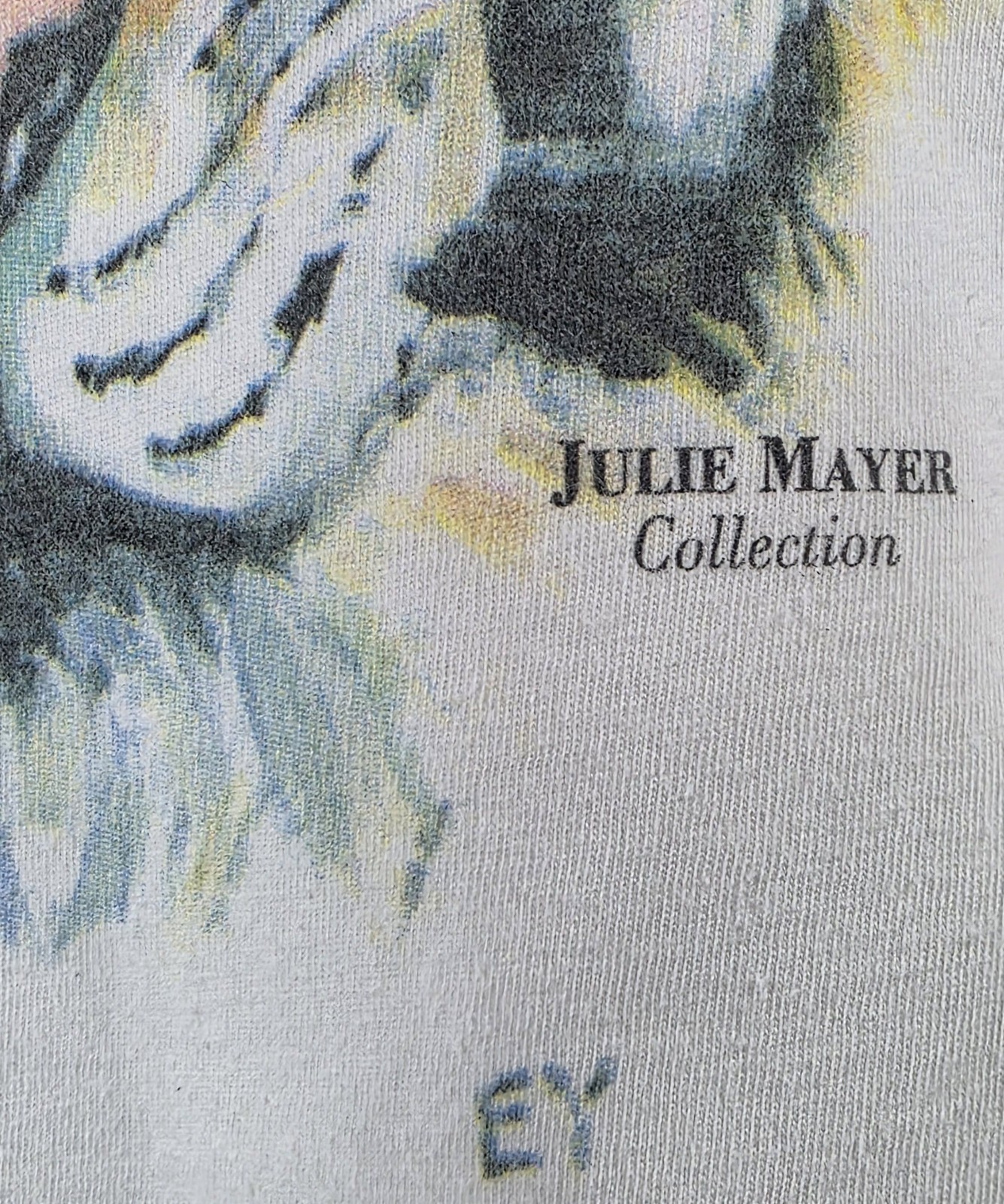 VTG Signed Julie Mayer Collection Single Stitch Tiger Water Color Style MEDIUM