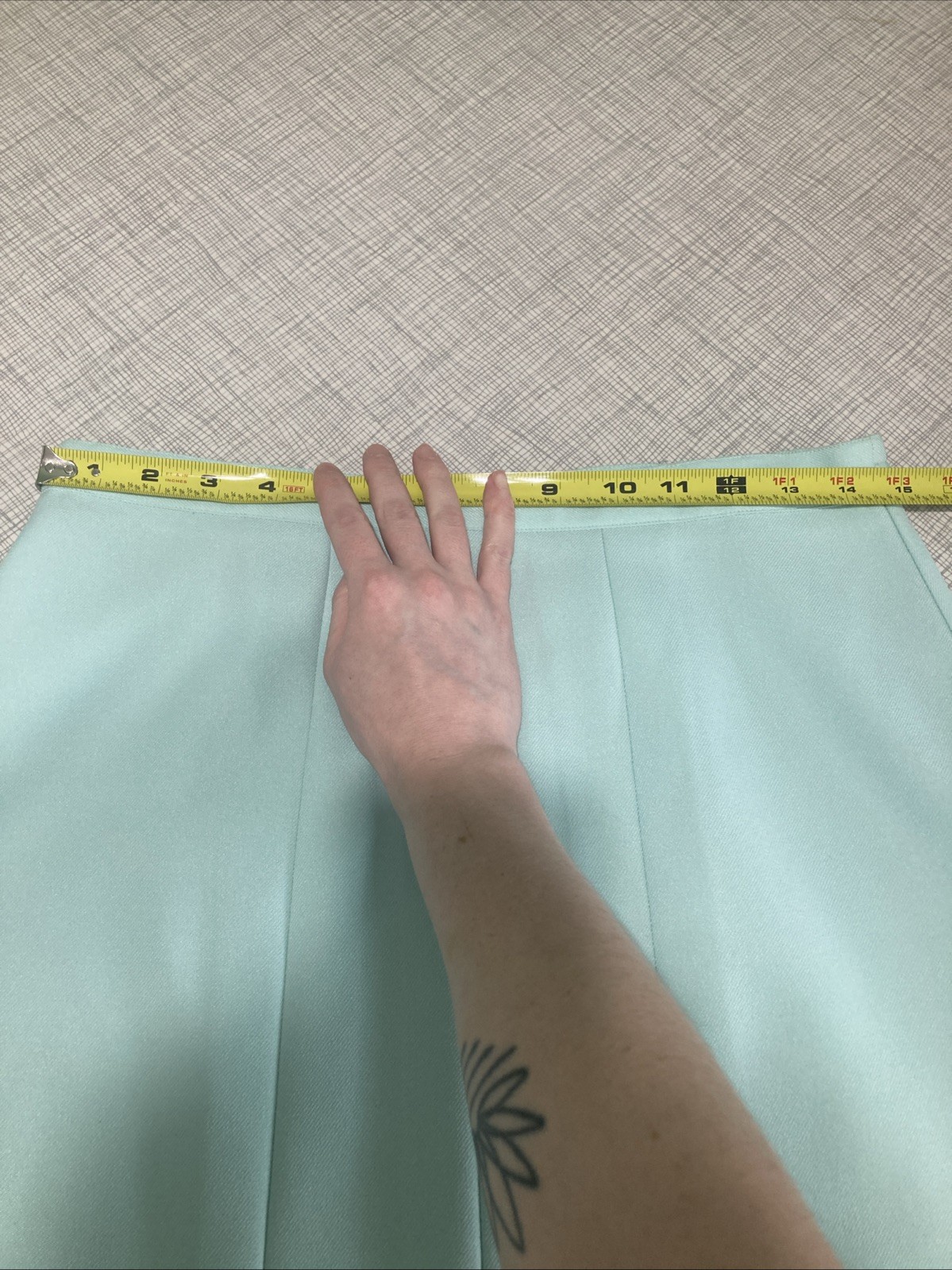 Vtg 80s Haberdashery by Personal Mint Green Pleated Midi Skirt Elastic Waist 12
