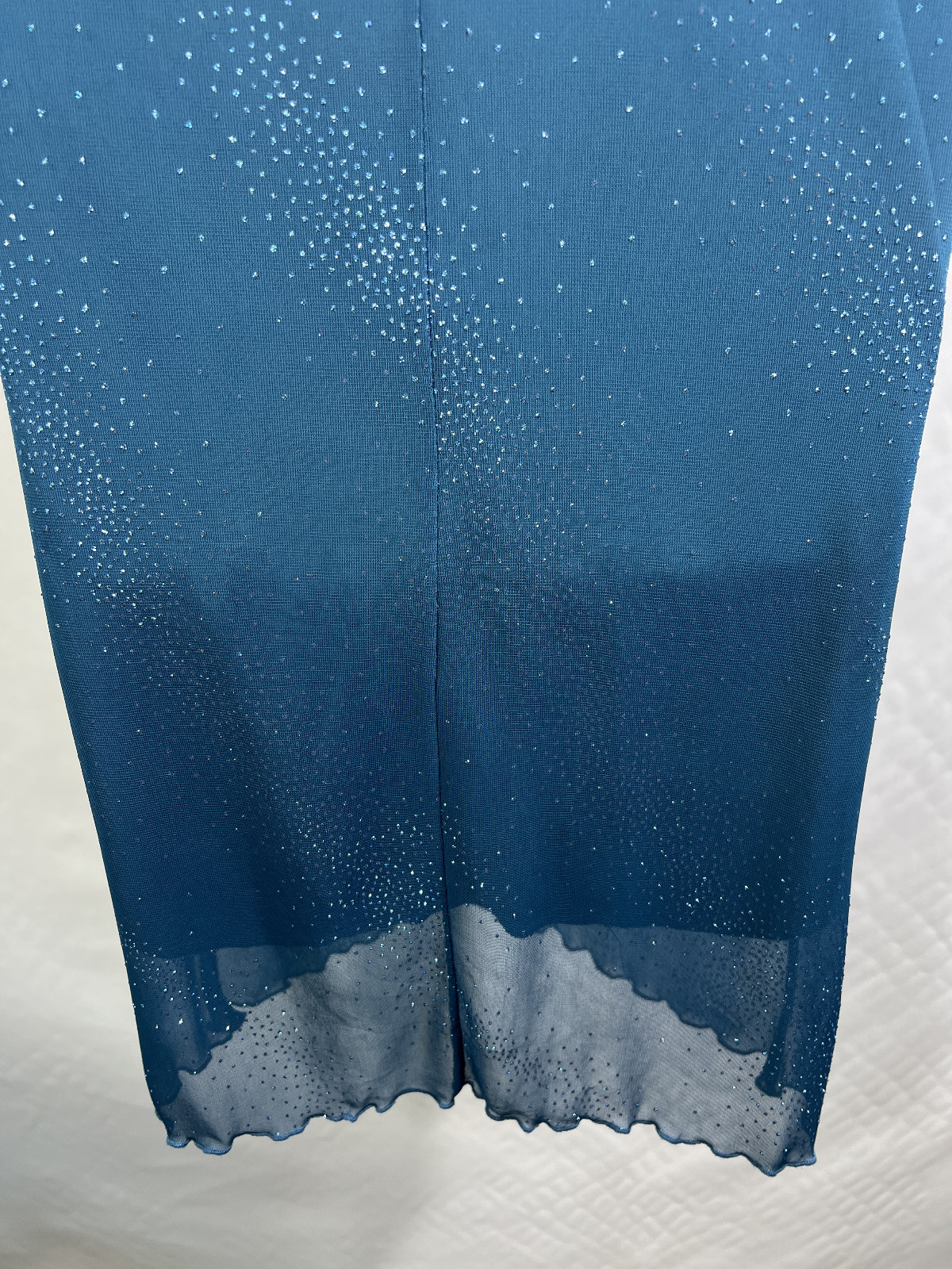 Vintage Silhouette Chiffon Party Cocktail Dress Blue Green Sparkle Evening Prom