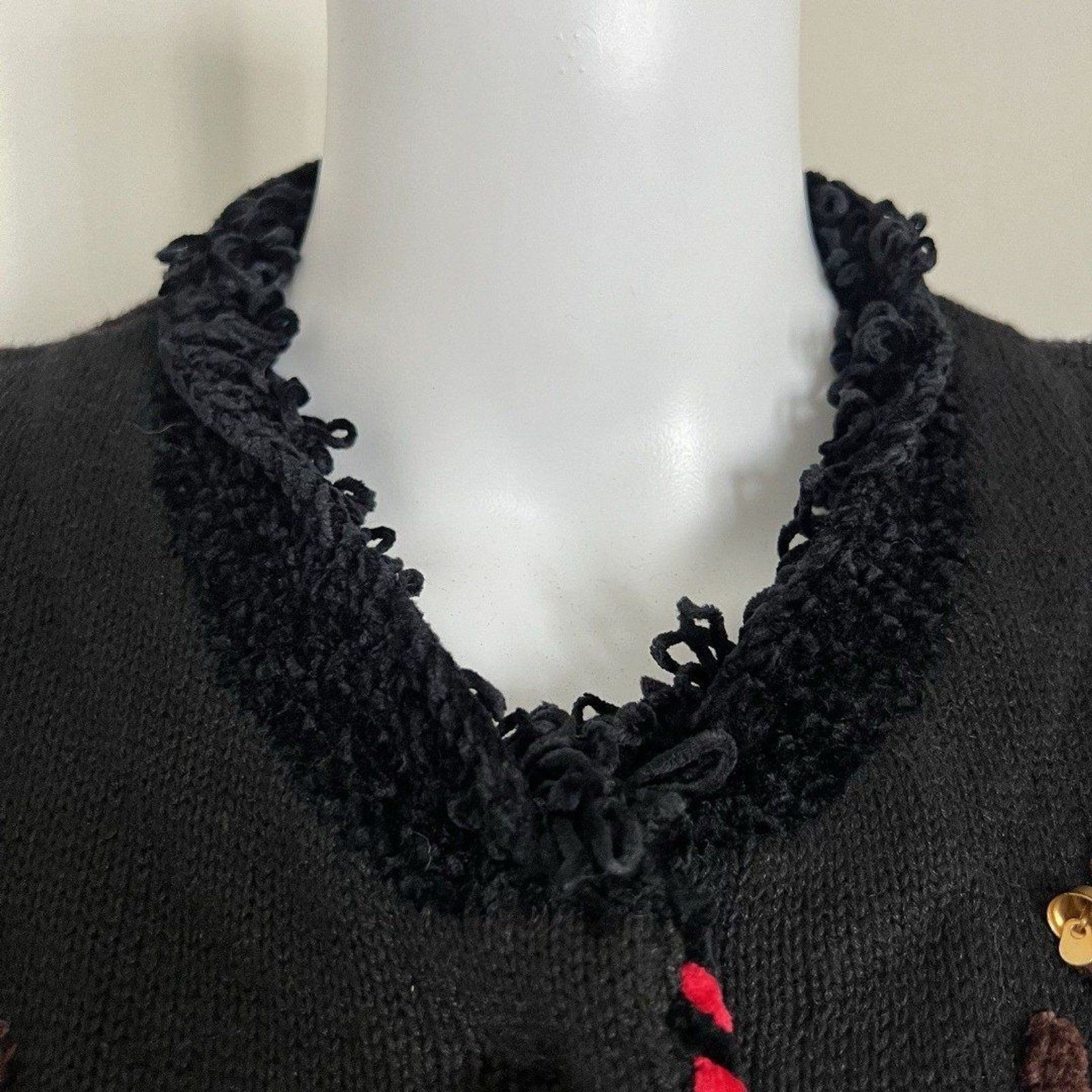 Vintage Jack B Quick Womens Christmas Cardigan M Black Reindeer New Old Stock