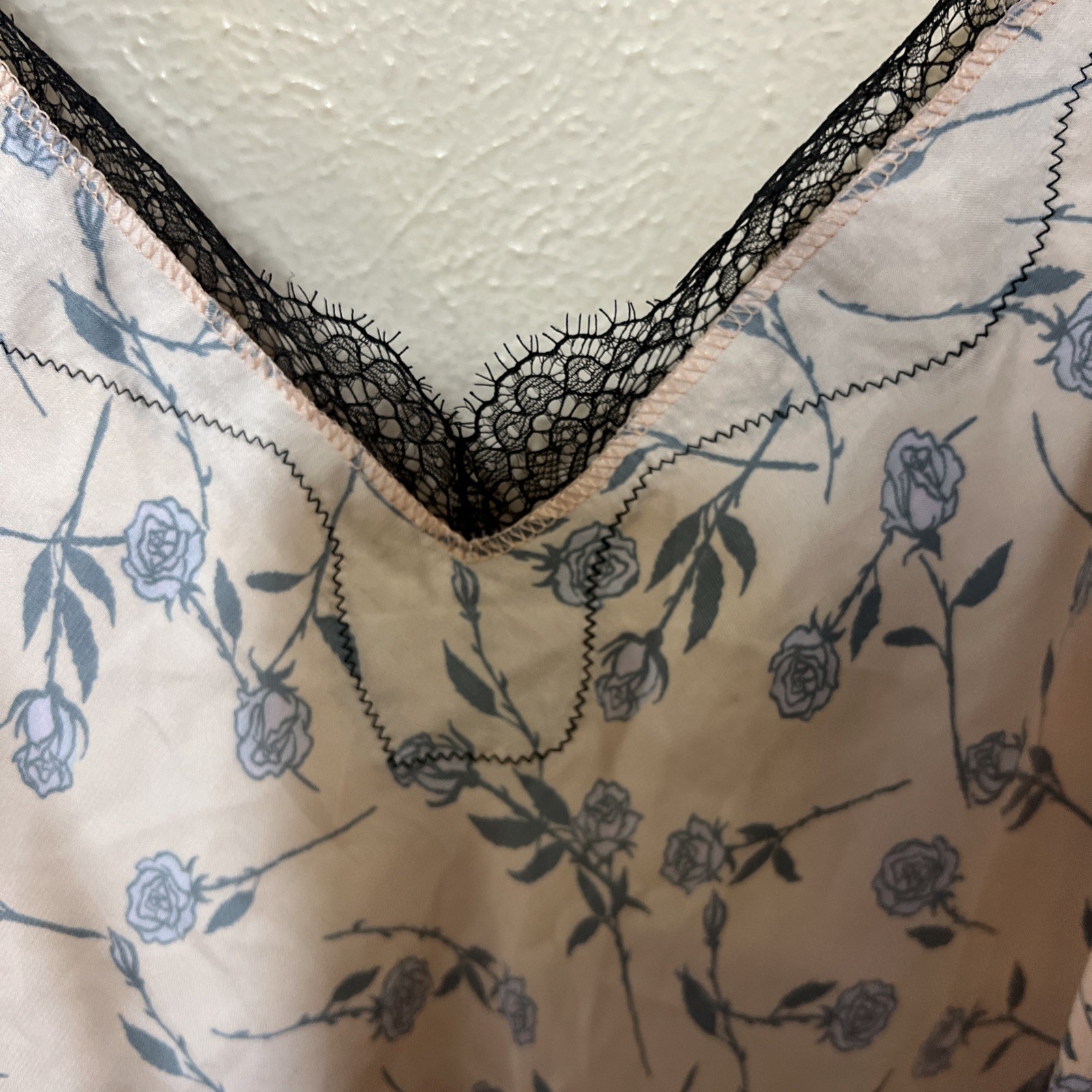 Victoria’s Secret Satin Slip Dress Chemise L Pink Purple Rose Black Lace Trim VS