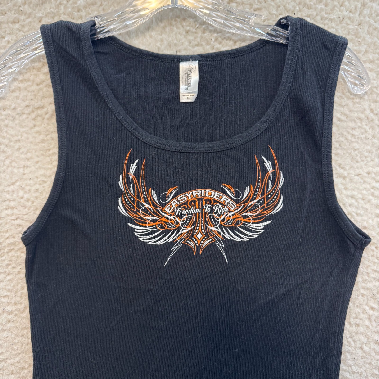 Y2K Vintage Easy Riders Tank Top XL Black Freedom to Ride Motorcycle Moto Biker