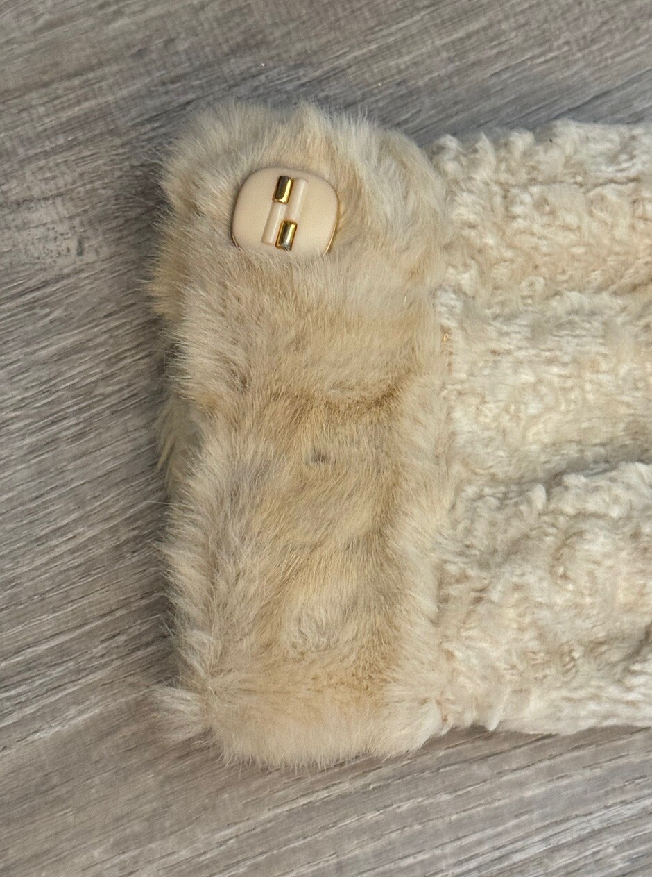 Vtg 1960’s Russel Taylor Textured Fur Button-Up Tan Lined Coat Women’s S/M