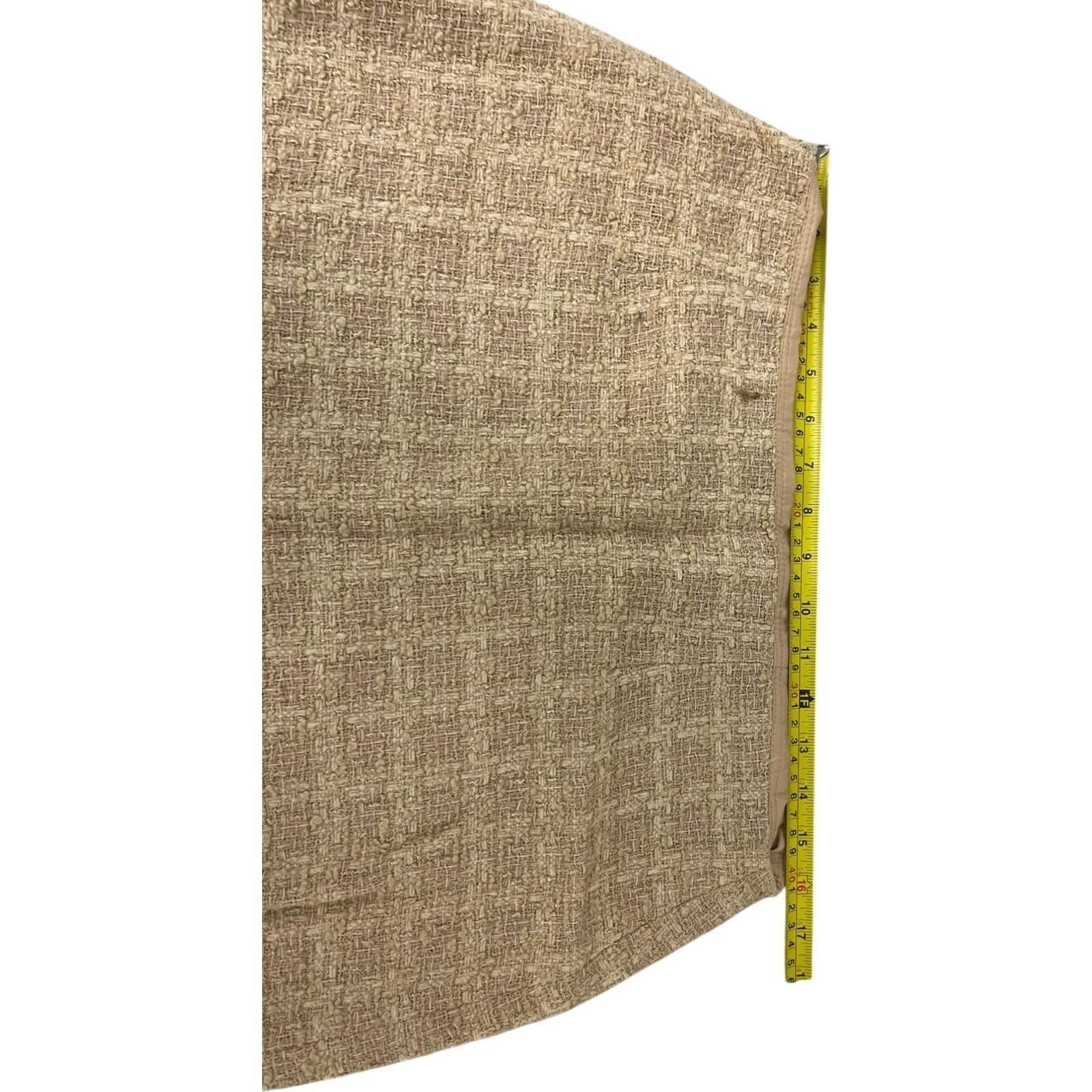 Vtg Tweed Skirt Fringe Hem CareerWear Neutral Professional 12 Teri Jon Sparkly