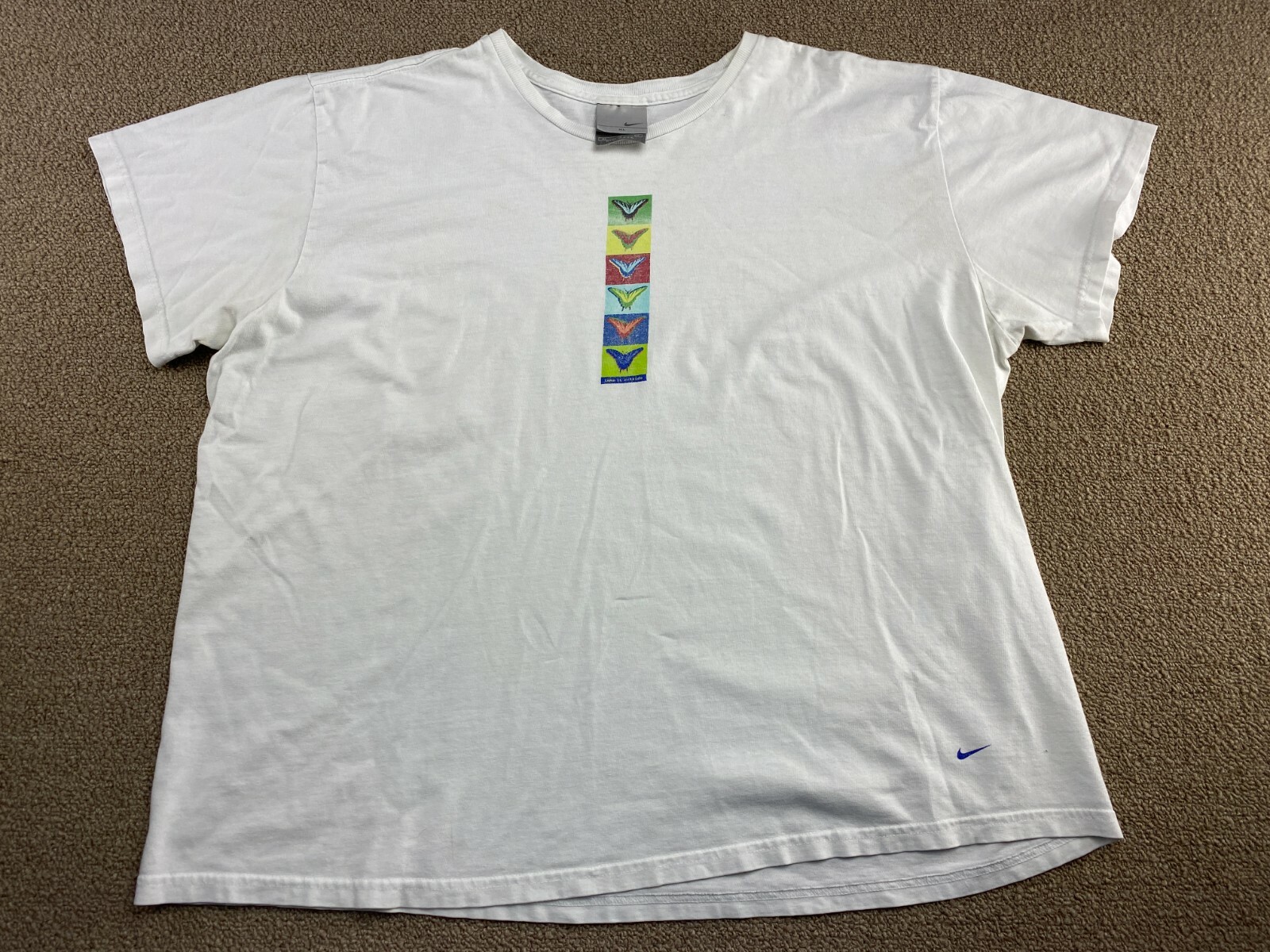 Nike Butterfly Shirt Womens XL Take it Outside White Silver Tag USA jordan VTG