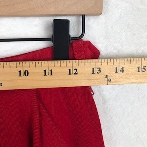 VTG Saint Laurent Rive Gauche Pencil Skirt Sz 38 Red Pockets Side Zip France
