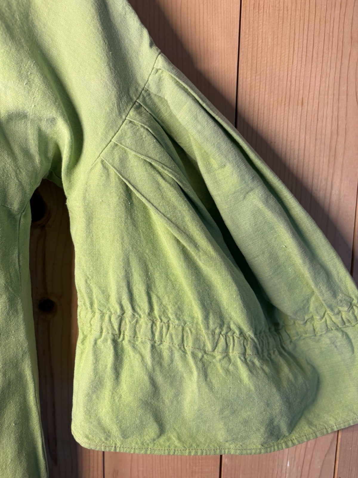 The Phoenix 1970s Vintage Mexican lime green blouse Large Sleeves Women’s Sz XS