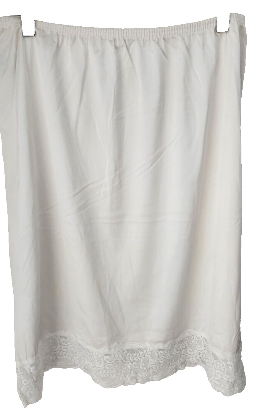 Nylon Slip APPLAUSE Knee Length Half Slip women’s size L Ivory Lace Vintage