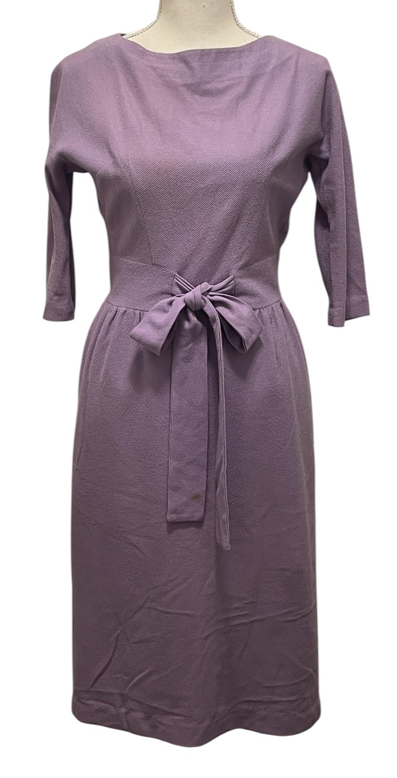 Vtg 1950s/19060s Teena Paige Celanese Dress-Women’s XS-Fitted Waist, 3/4 Sleeve
