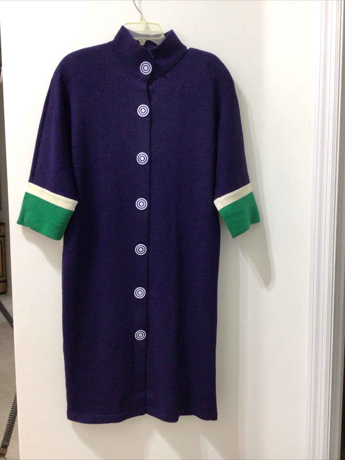 THE MICHAEL COLLECTION SANTANA KNOT DRESS SIZE MEDIUM VINTAGE NAVY GREEN