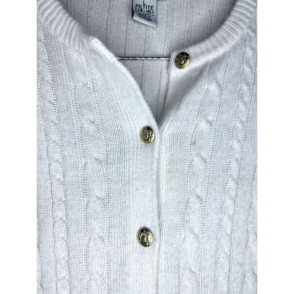 Vintage 90s Classic Elements Cream White Cableknit Cardigan Sweater