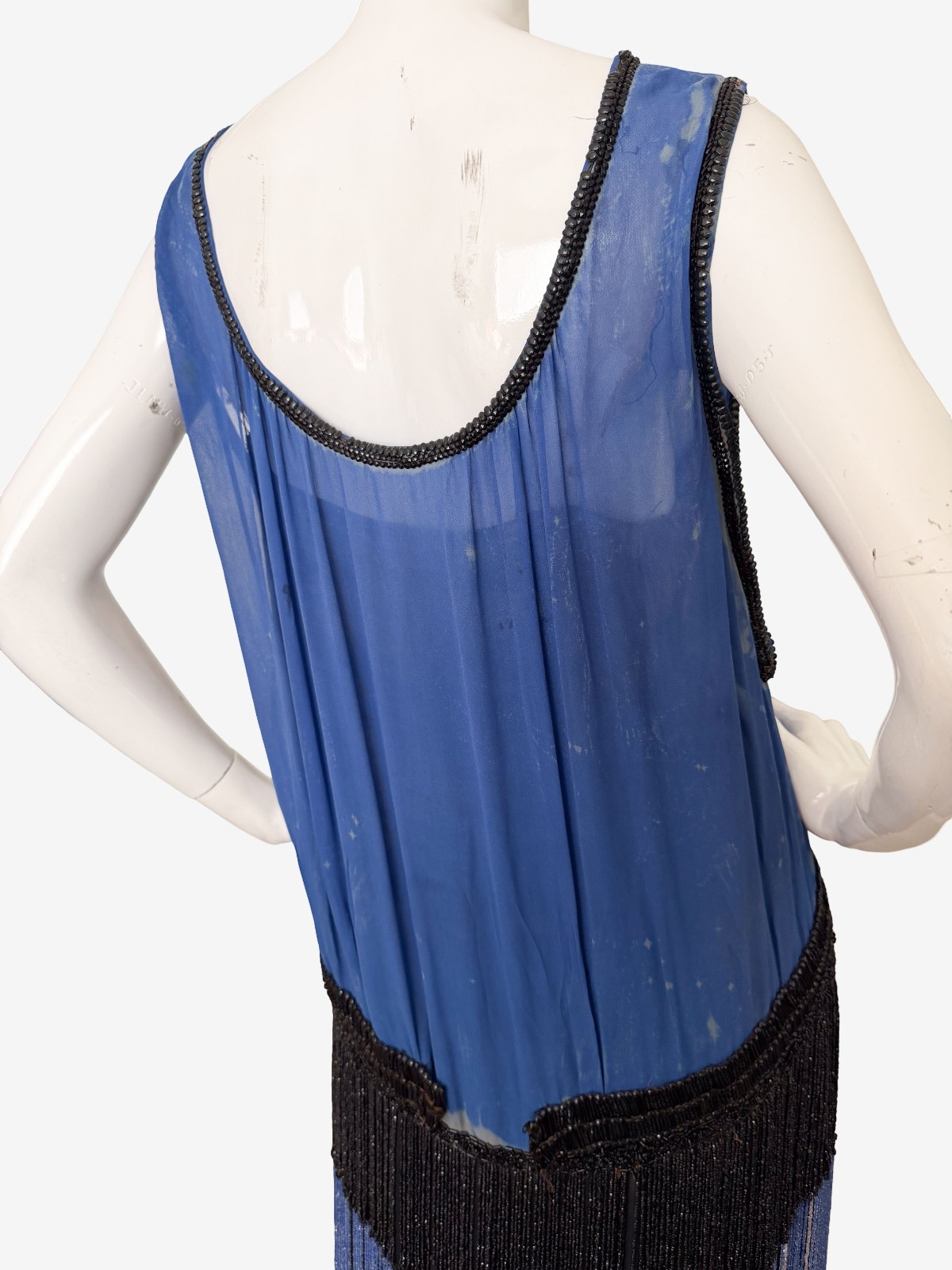 Antique 1920s Flapper Dress Silk Chiffon Beaded Fringe Art Deco