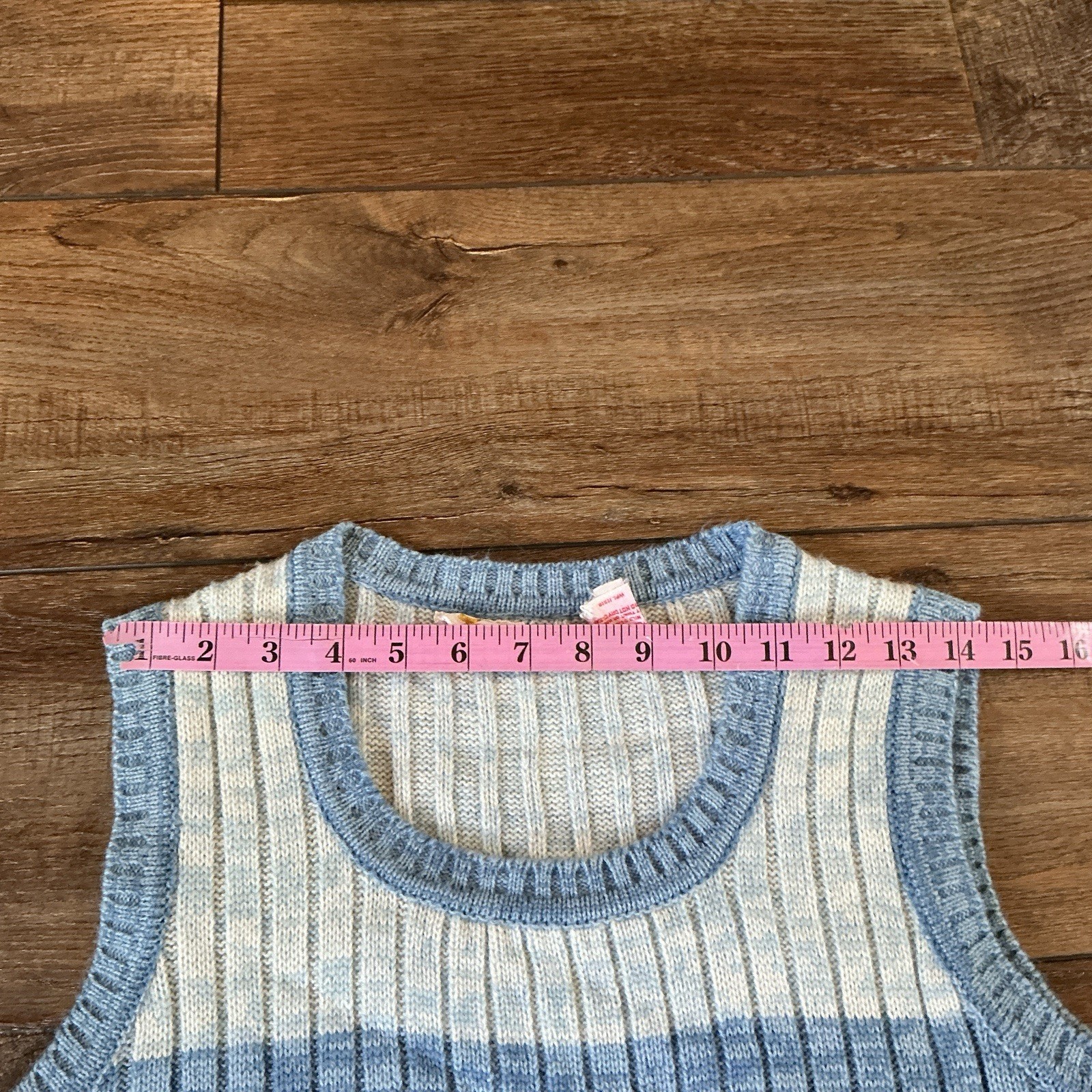 70s VTG Tami Blue Color Block Sweater Vest Knit Sleeveless Size M Taiwan #35E4