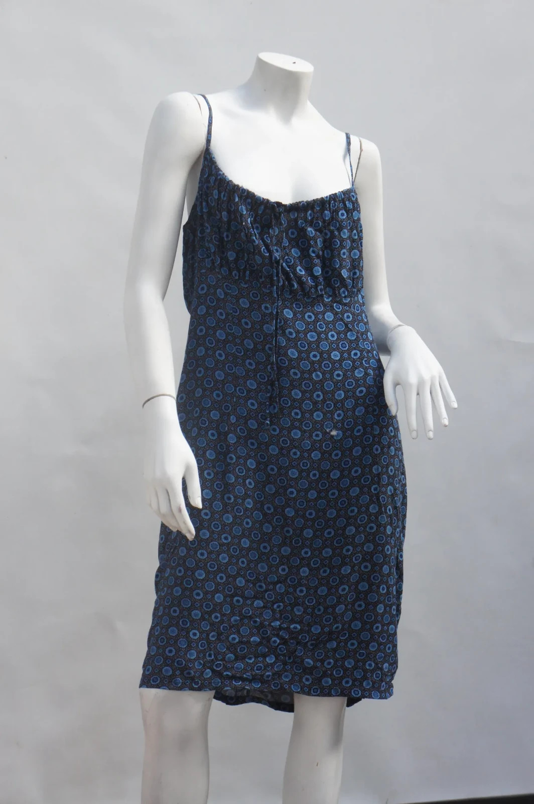 Vintage 90s-Y2k Blue Milkmaid Babydoll Dress Boho Cottagecore Slip Dress