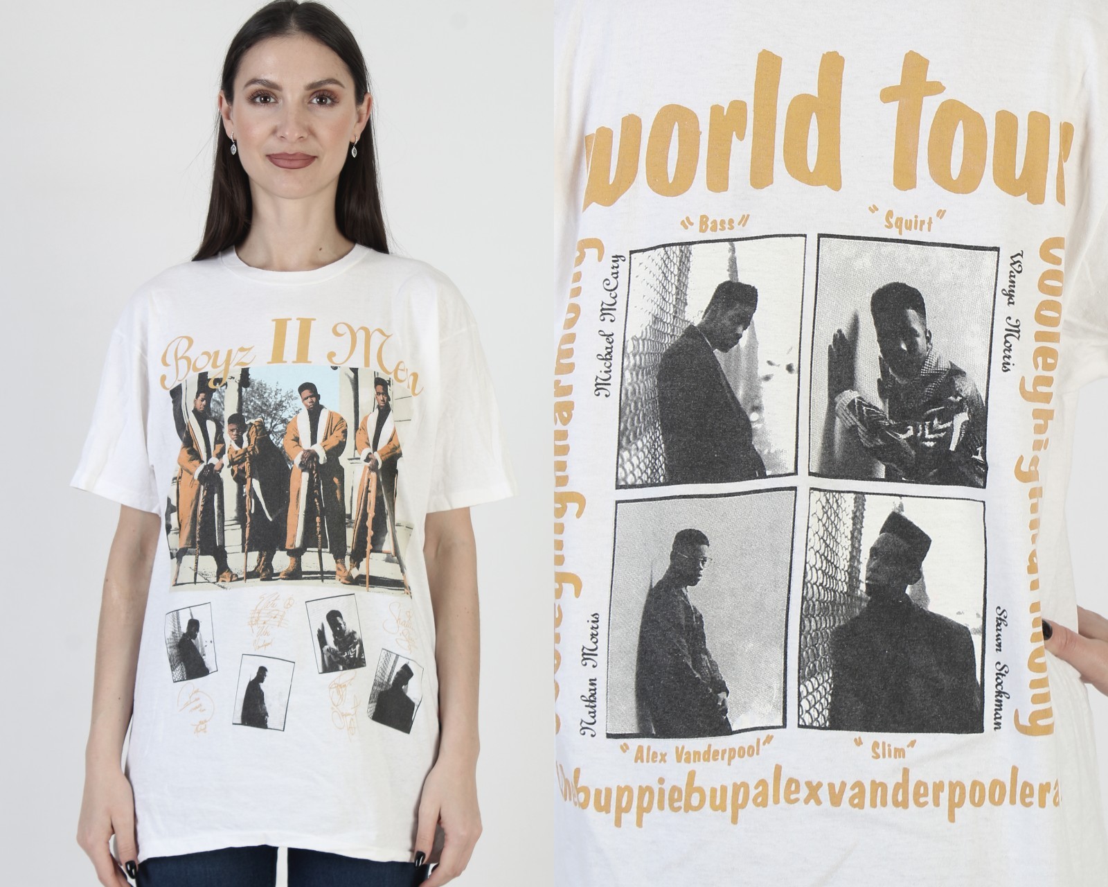 Vtg 1991 Boys To Men T-Shirt Double Sided R&B Rock Hanes Band Tour Tee XL