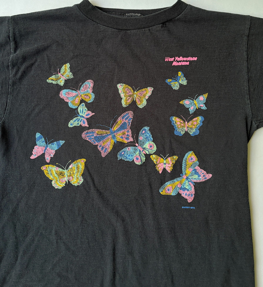 Vintage Womens Yellowstone Montana Shirt Sz S (Cut Tag) Single Stitch Butterfly