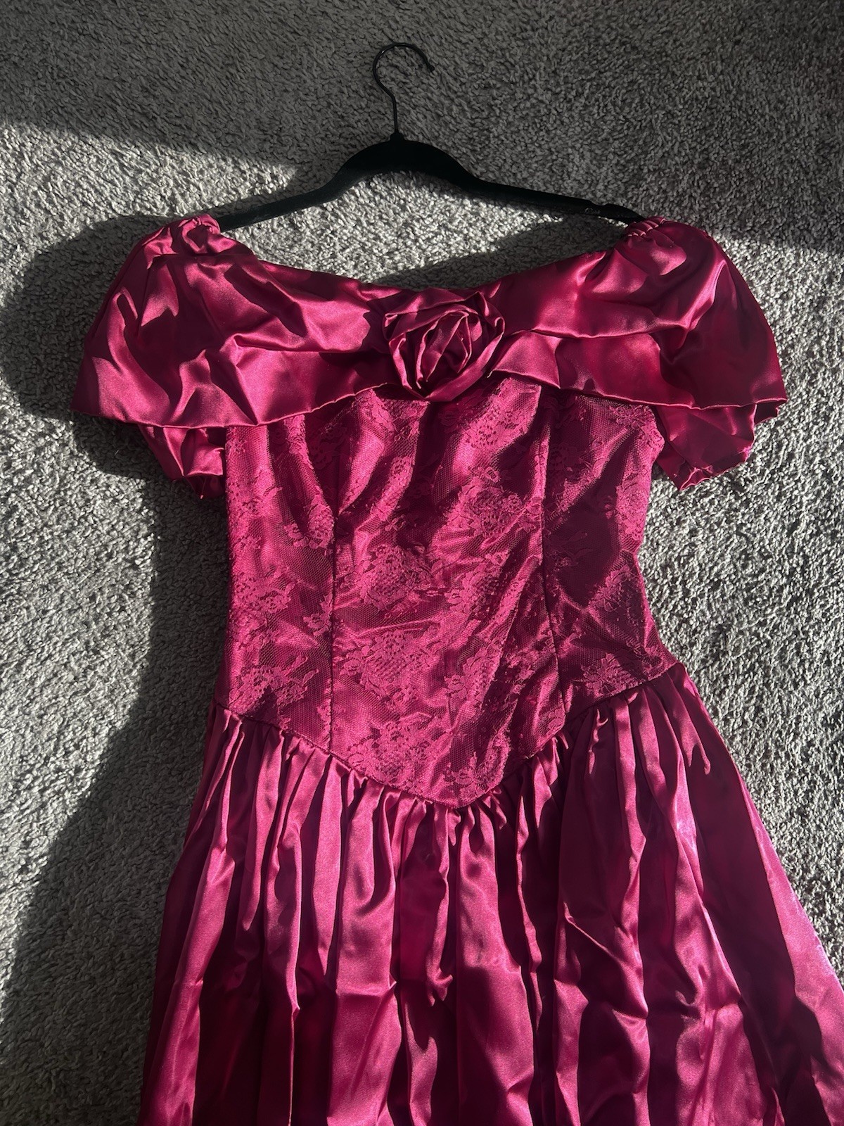 Vintage lace floral Magenta Pink Dress Size Small, Unlabeled