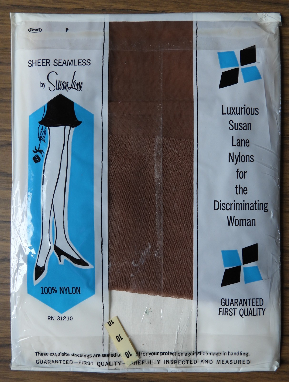 1 Pair NOS NIP Vtg Susan Lane Lorillard Sheer Seamless Nylon STOCKINGS 10